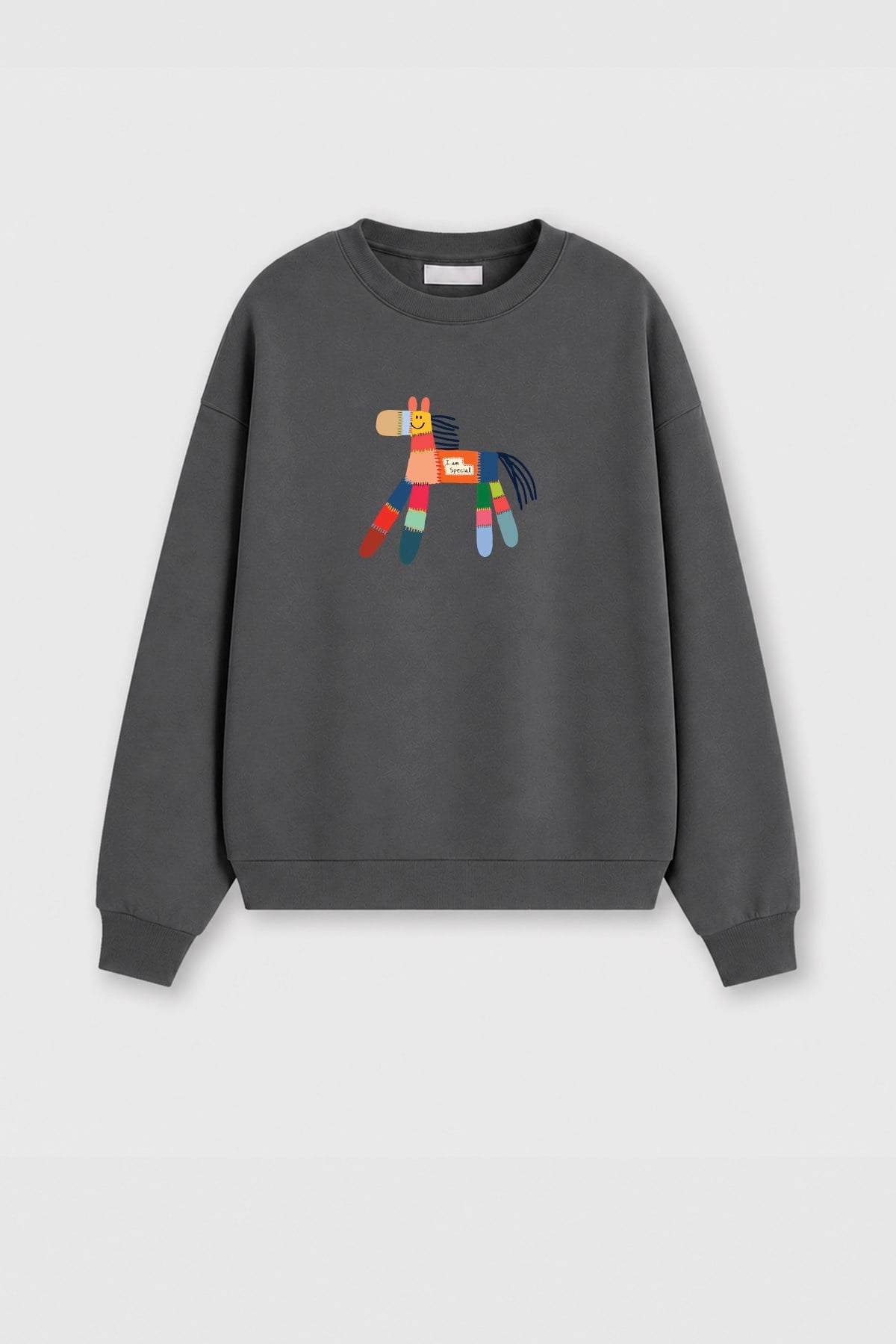 Monila Kadın Premium Kumaş 3 İplik Şardonlu At Baskılı Sweatshirt