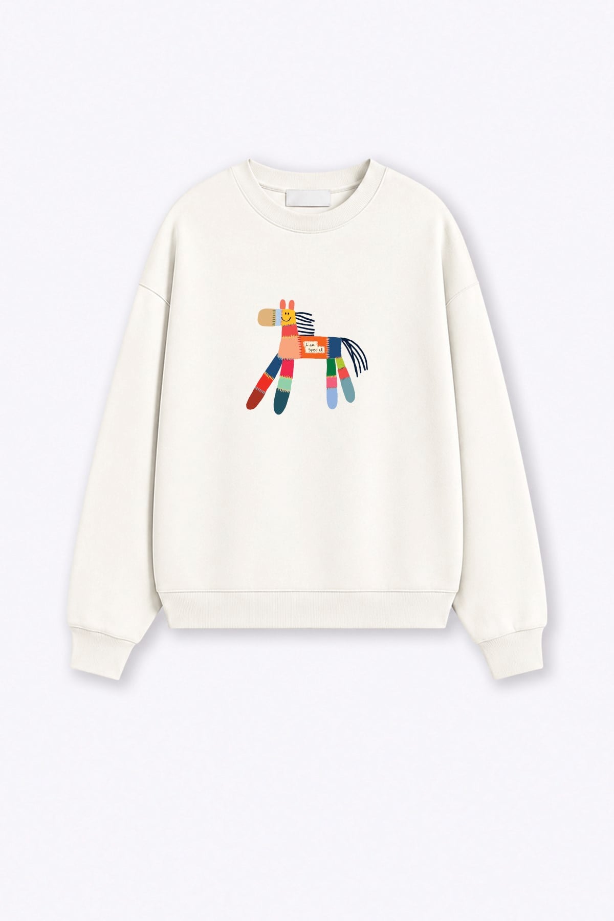 Monila Kadın Premium Kumaş 3 İplik Şardonlu At Baskılı Sweatshirt görsel 2