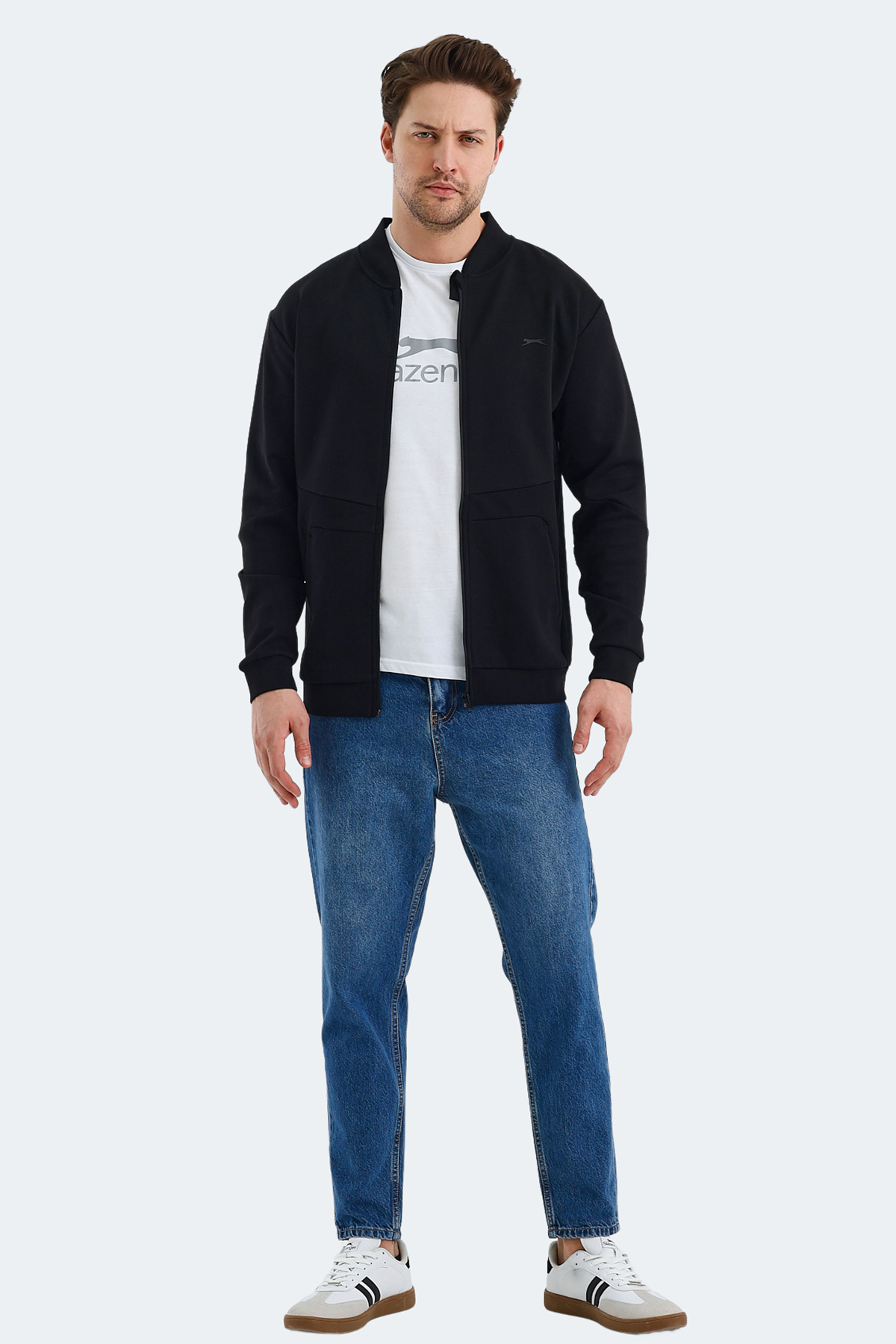 SLAZENGER VLAD Erkek Fermuarlı Sweatshirt Hırka Siyah