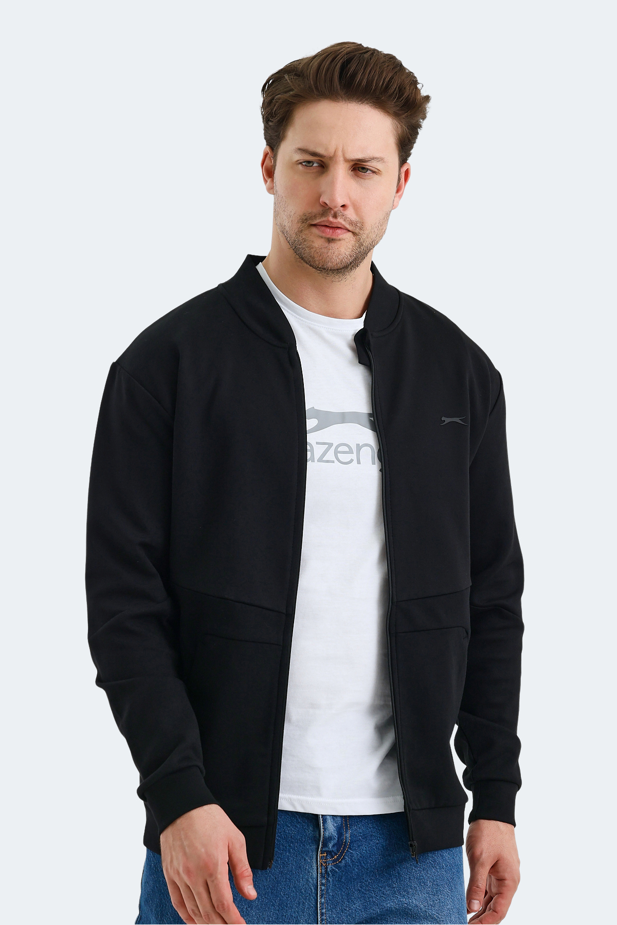 SLAZENGER VLAD Erkek Fermuarlı Sweatshirt Hırka Siyah görsel 3