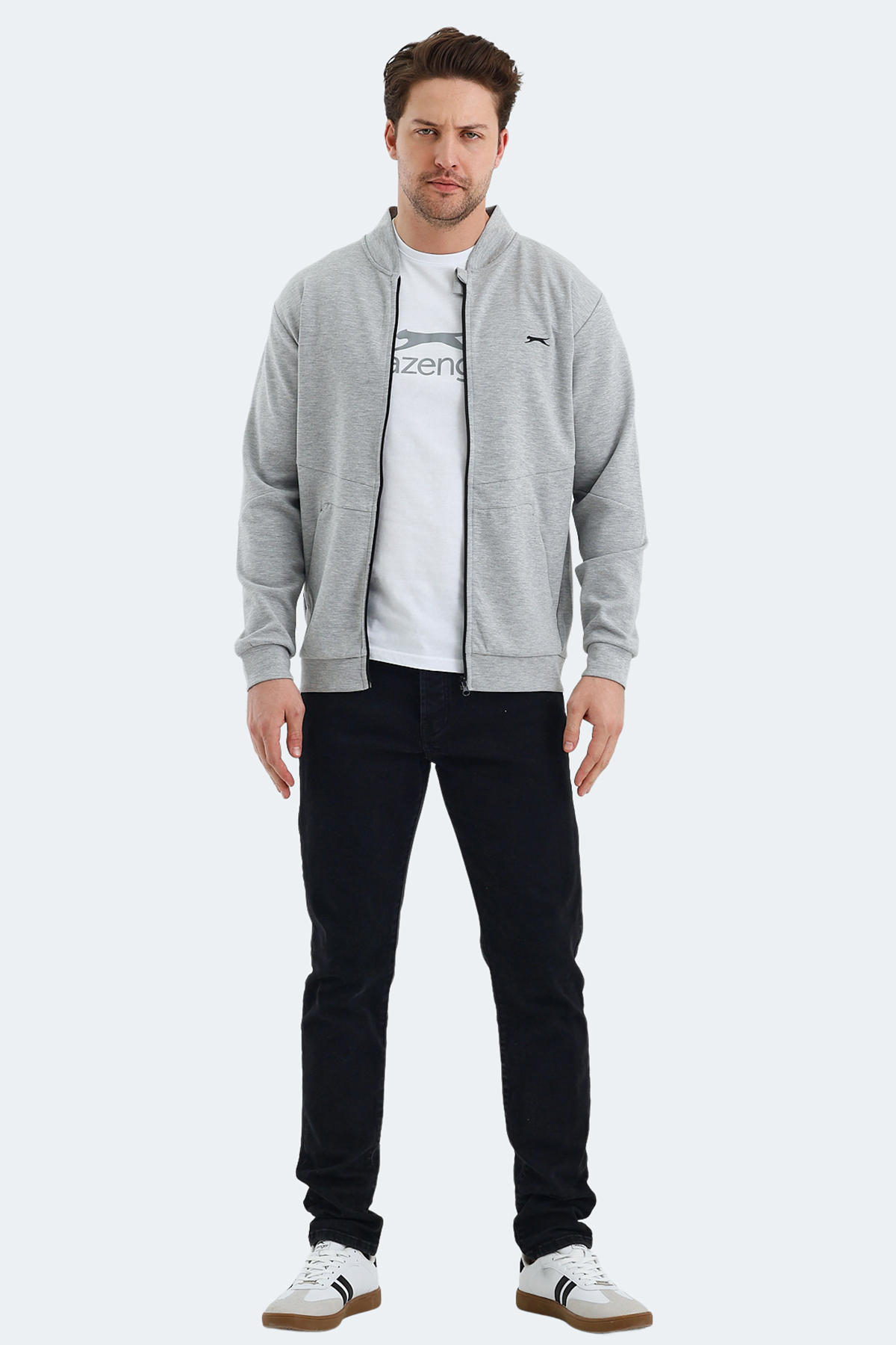 SLAZENGER VLAD Erkek Fermuarlı Sweatshirt Hırka Gri