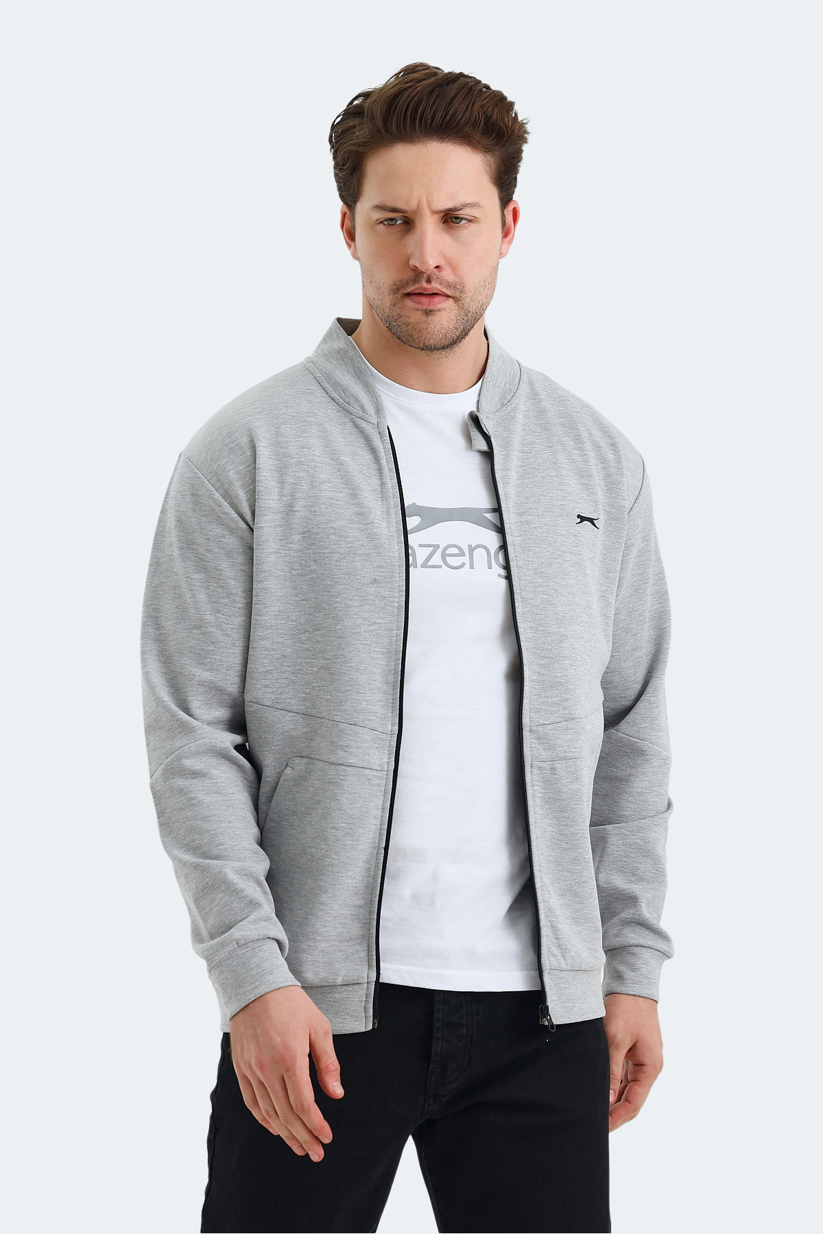 SLAZENGER VLAD Erkek Fermuarlı Sweatshirt Hırka Gri görsel 4