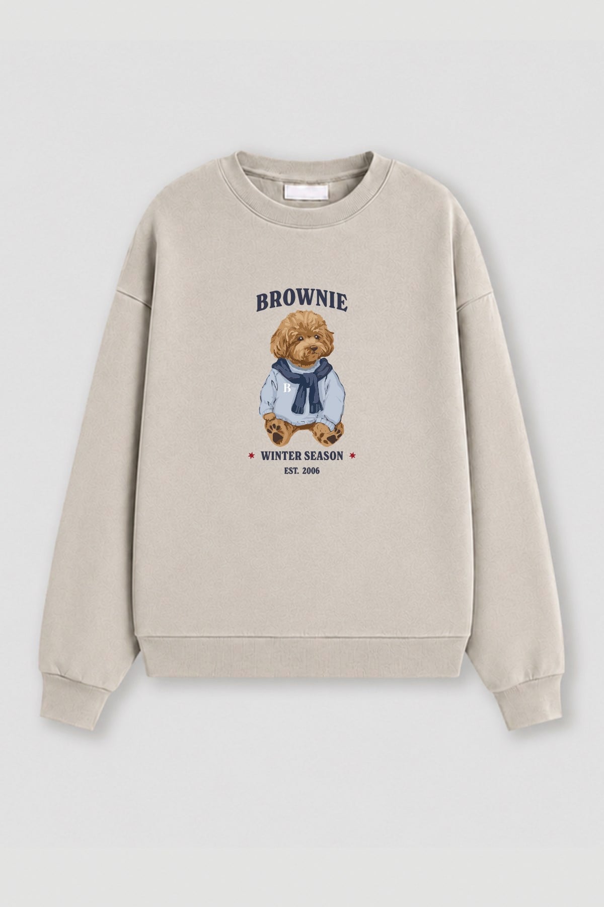 Monila Kadın Premium Kumaş 3 İplik Şardonlu Ayıcık Baskılı Sweatshirt görsel 2