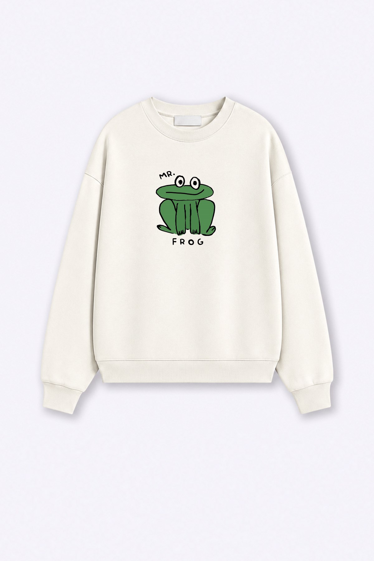 Monila Kadın Premium Kumaş 3 İplik Şardonlu Kurbağa Baskılı Sweatshirt