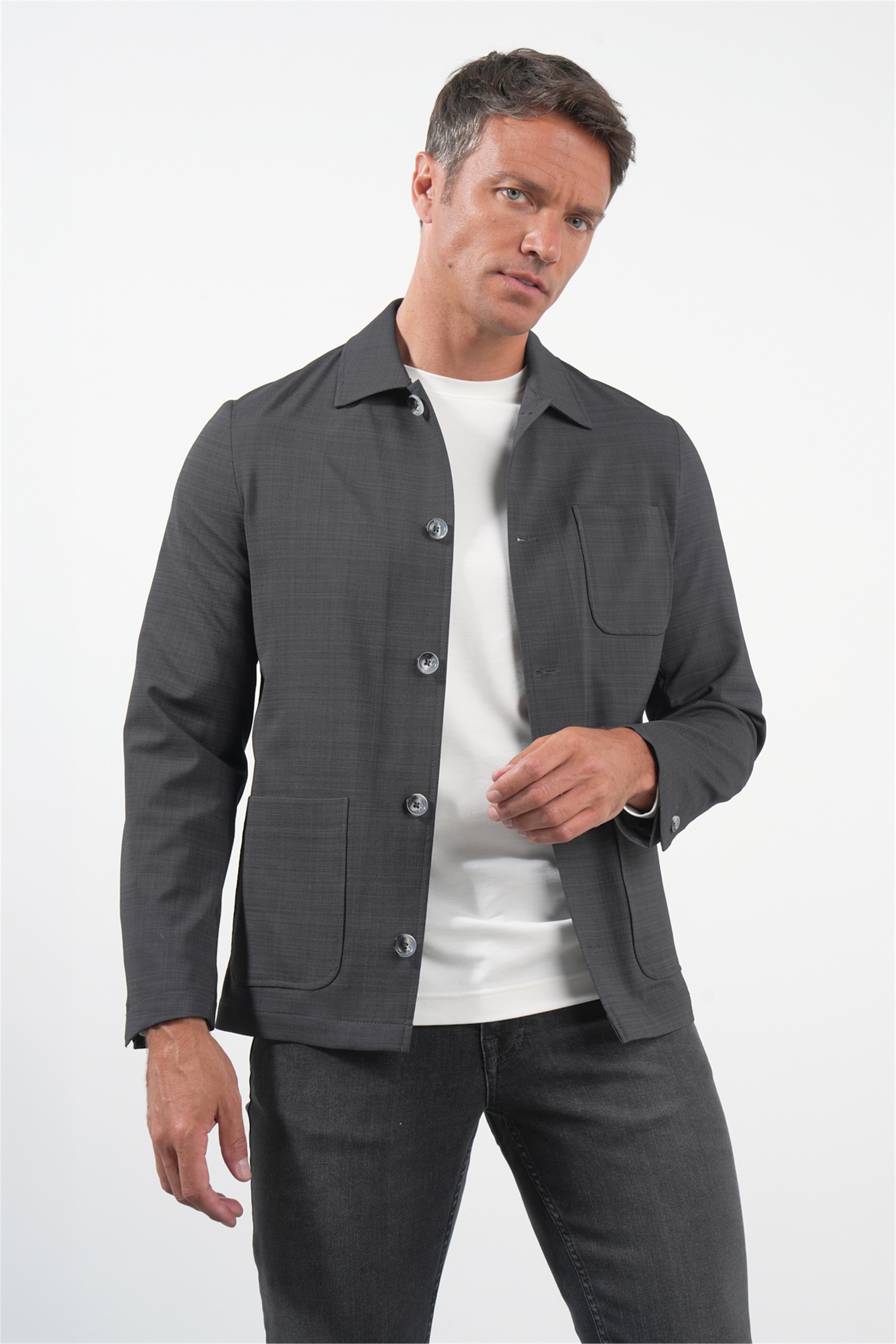 İMZA Füme Berberi Yaka Slim Fit Esnek Ceket 1007260154 görsel 3