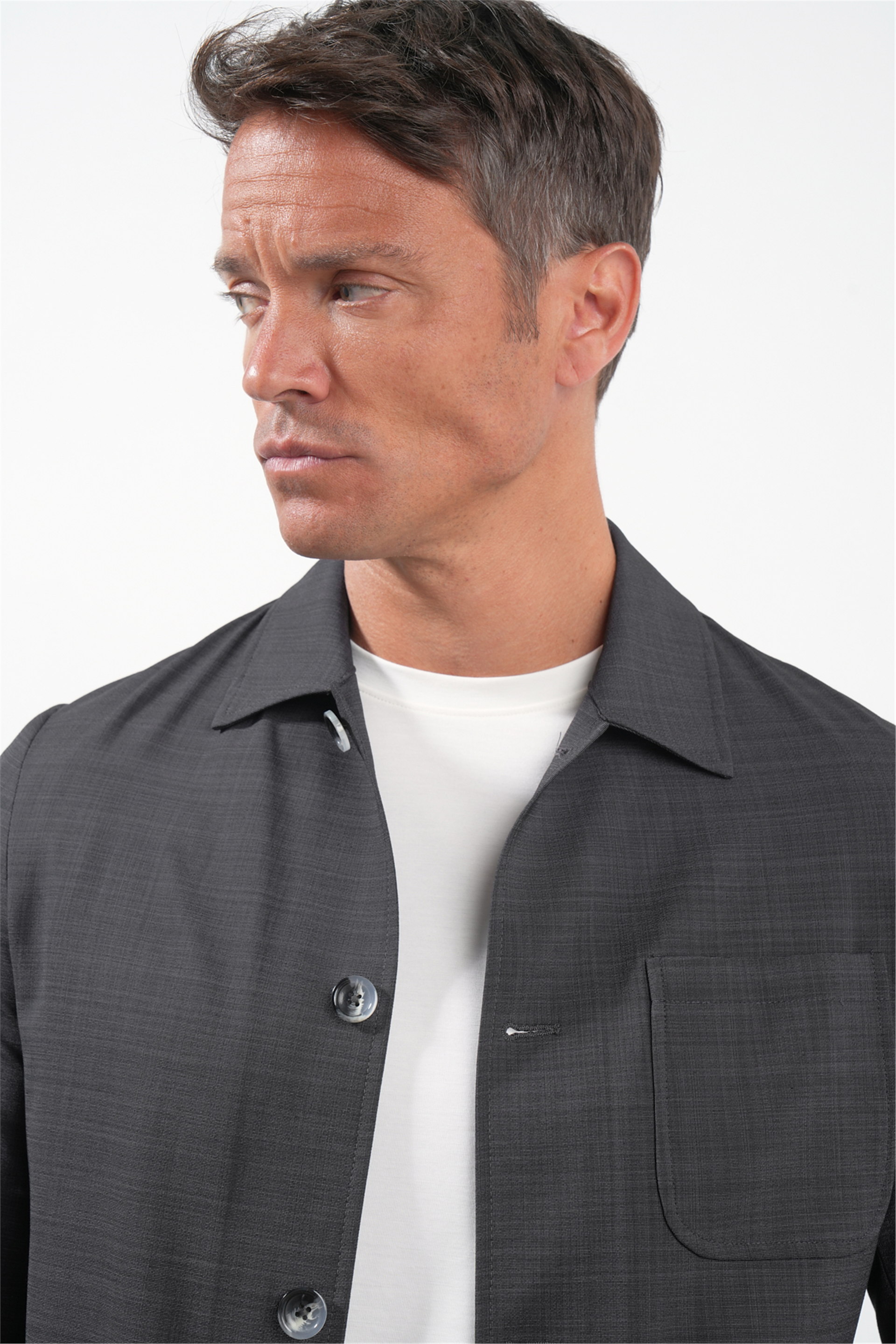 İMZA Füme Berberi Yaka Slim Fit Esnek Ceket 1007260154 görsel 4