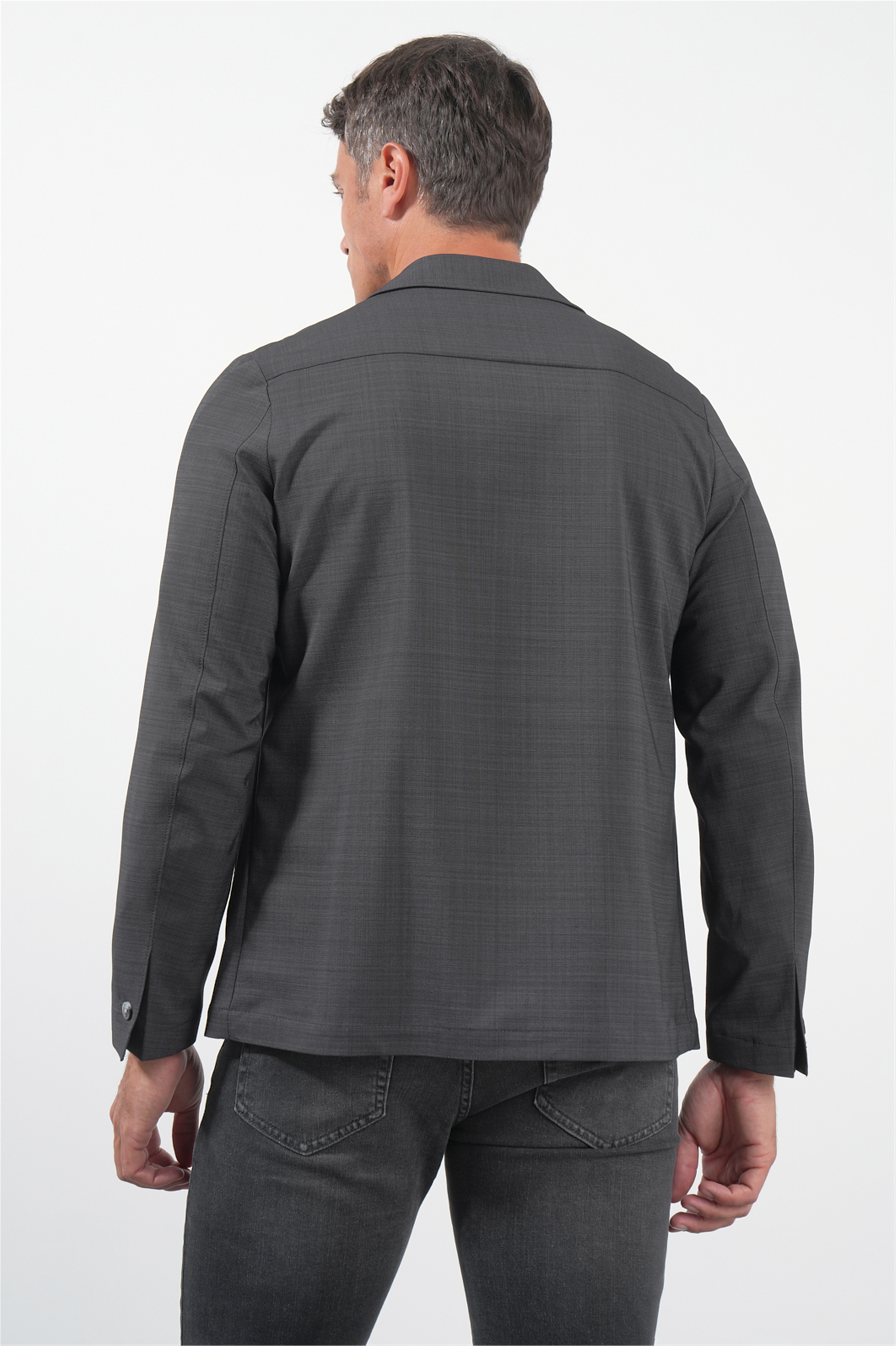 İMZA Füme Berberi Yaka Slim Fit Esnek Ceket 1007260154 görsel 5