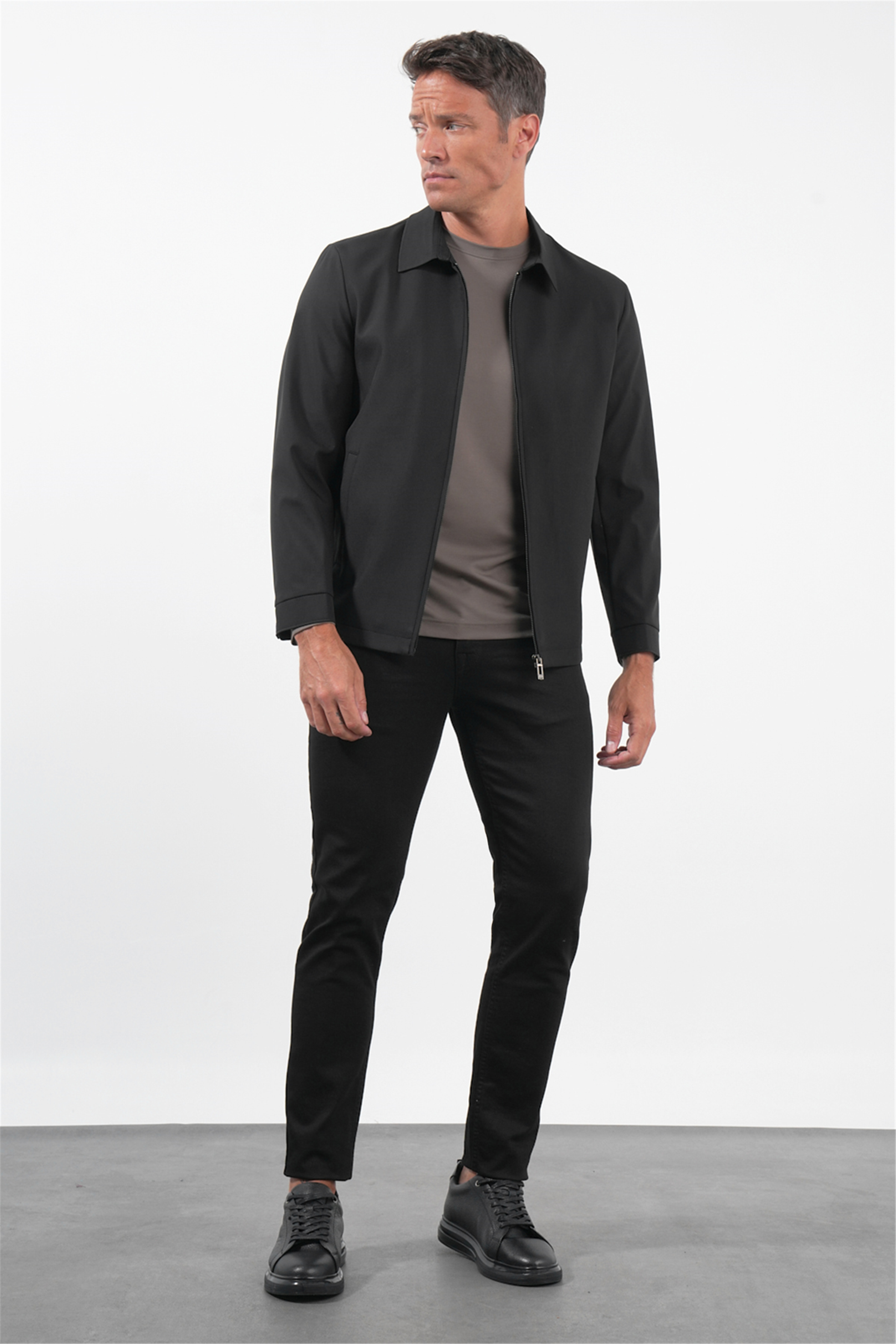 İMZA Siyah Berberi Yaka Slim Fit Ceket 1007260155