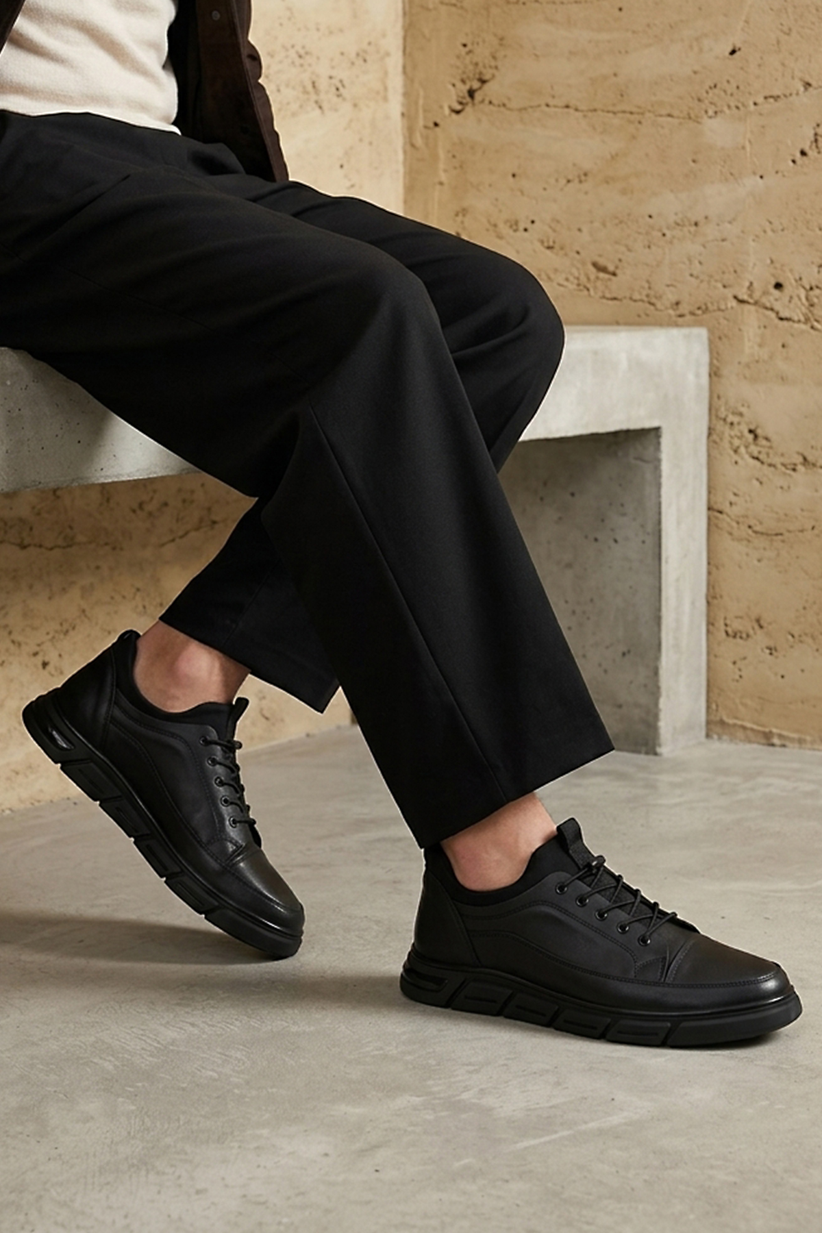 Ziya Ayakkabı Erkek Hakiki Deri Sneaker 1631053Z1822 Siyah görsel 3
