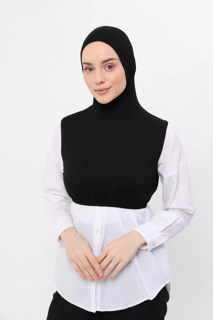 Altobeh Sıfır Kollu Boyunluklu Boneli Yarım Body