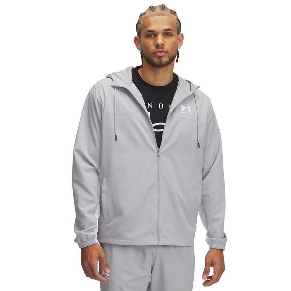Under Armour Rival Woven Erkek Gri Kapüşonlu Rüzgarlık
