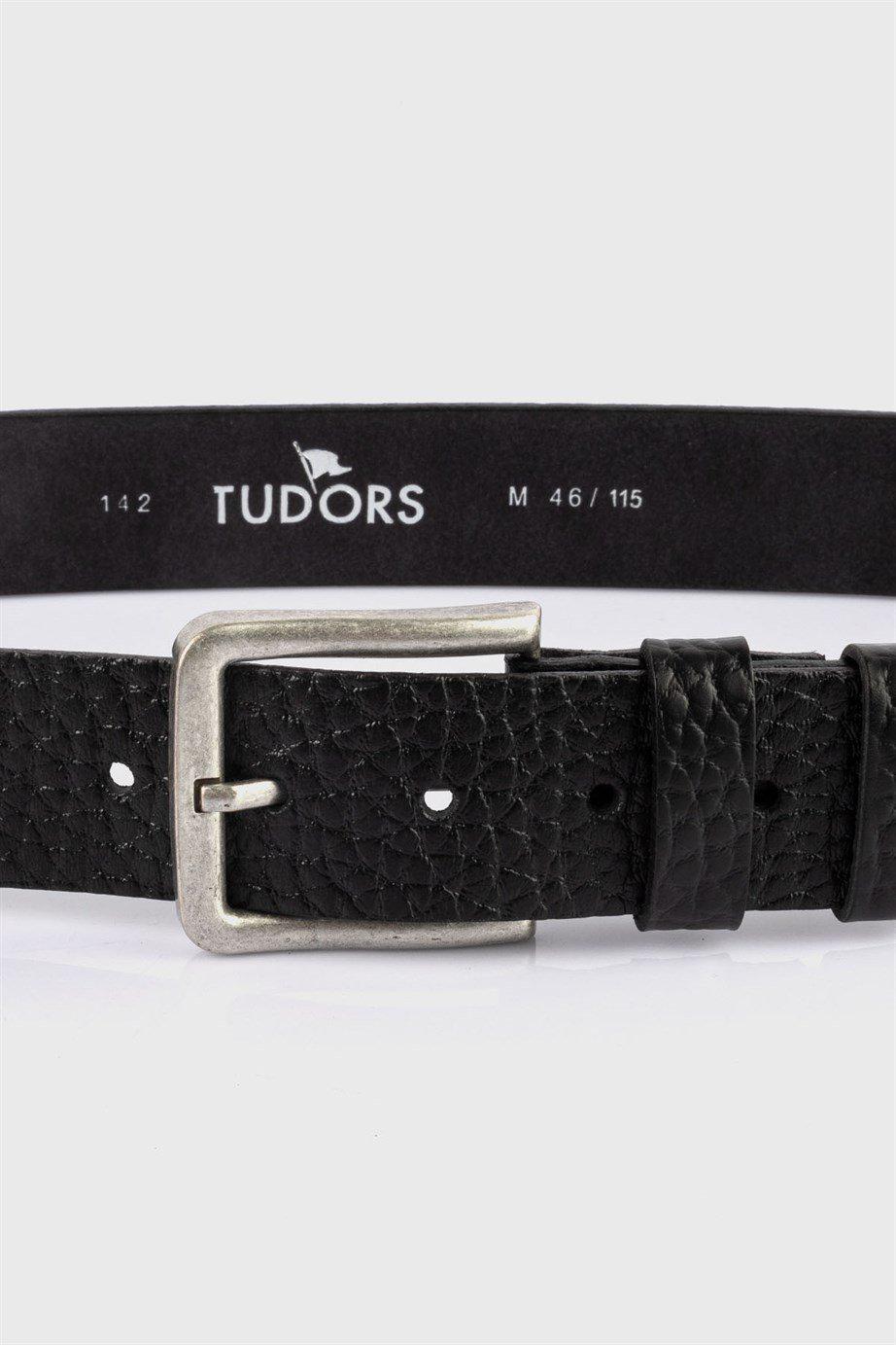 TUDORS Erkek %100 Hakiki Deri Spor Siyah Kemer görsel 2