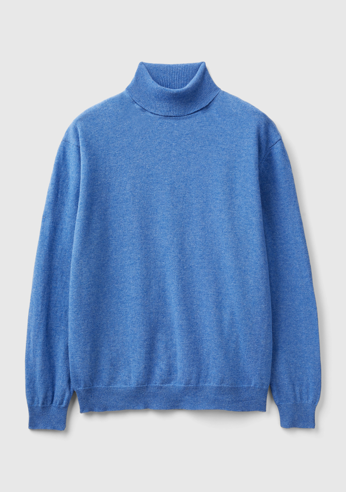 United Colors Of Benetton Erkek Mavi Melanj Boğazlı %100 Merino Kazak görsel 2