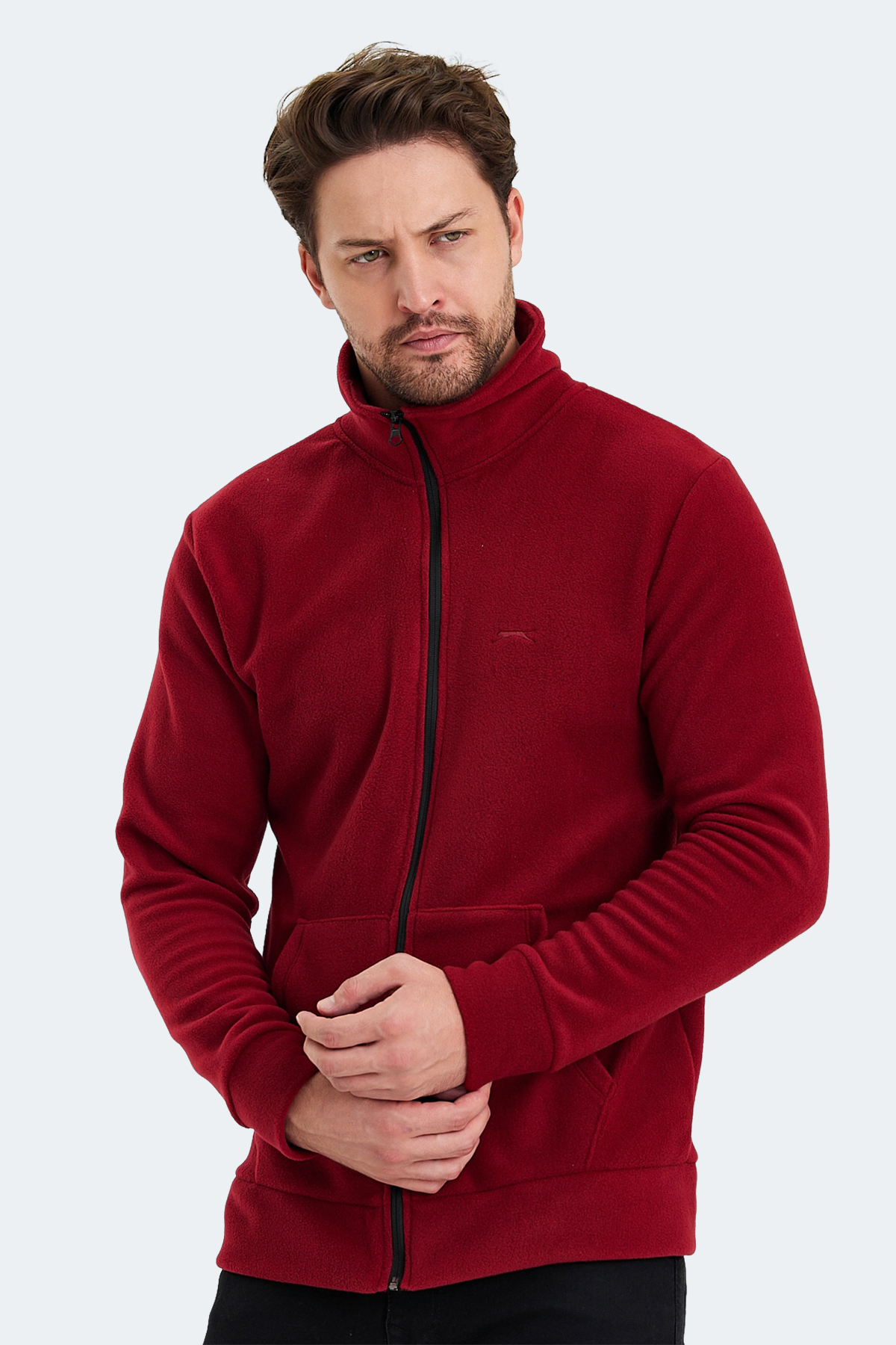 SLAZENGER SANSA Erkek Fermuarlı Sweatshirt Hırka Bordo görsel 6