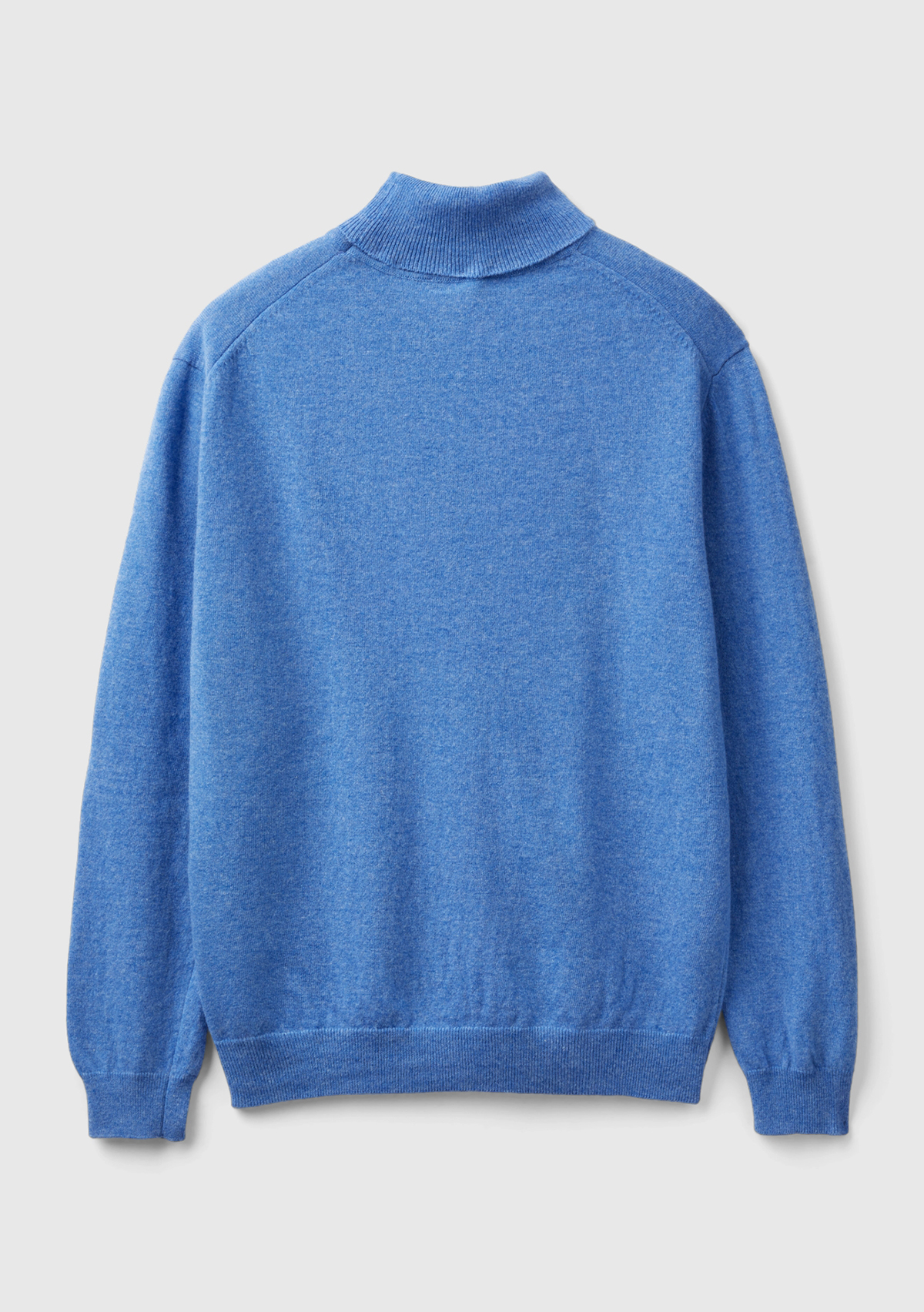 United Colors Of Benetton Erkek Mavi Melanj Boğazlı %100 Merino Kazak görsel 4