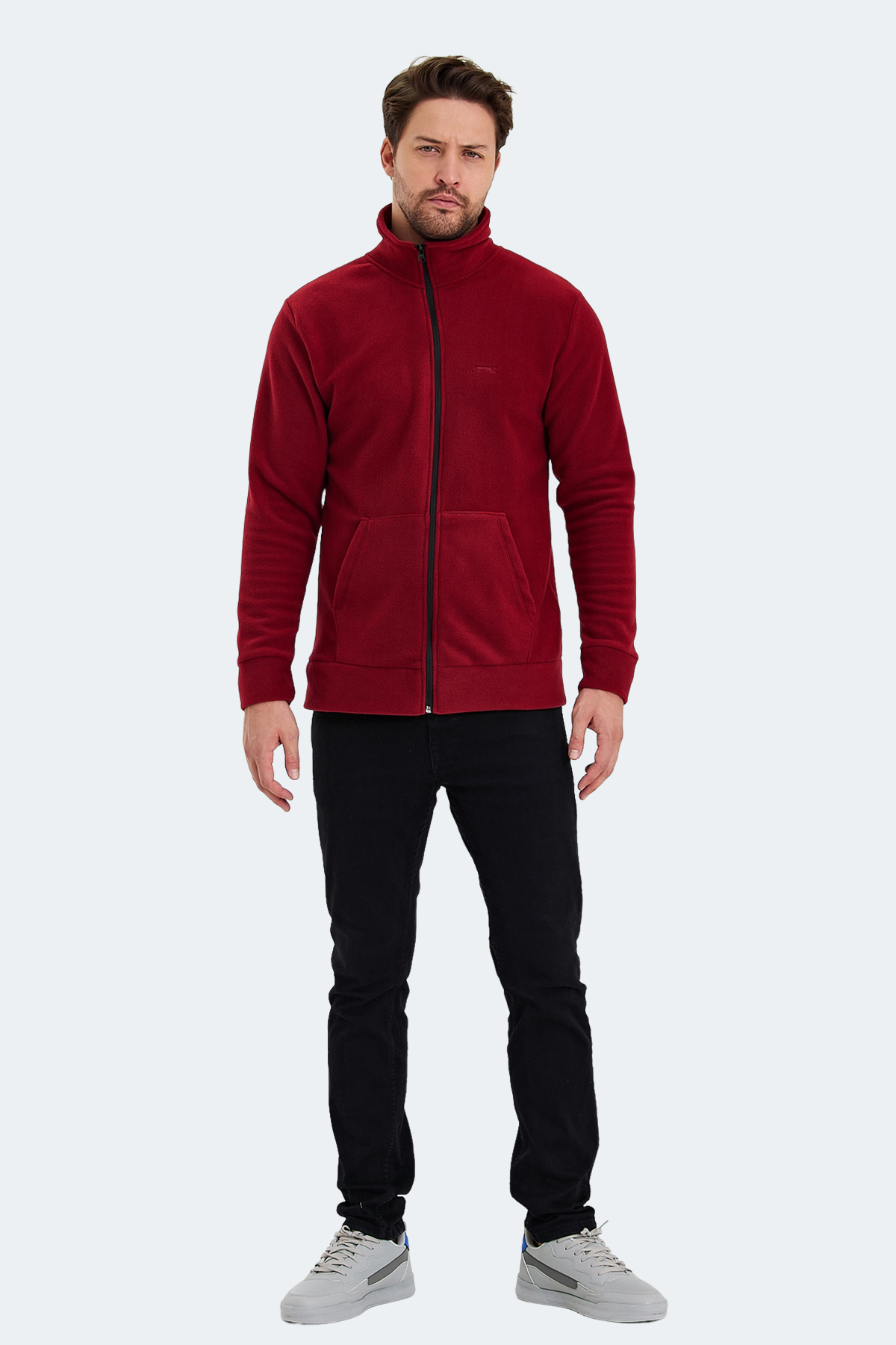 SLAZENGER SANSA Erkek Fermuarlı Sweatshirt Hırka Bordo görsel 7
