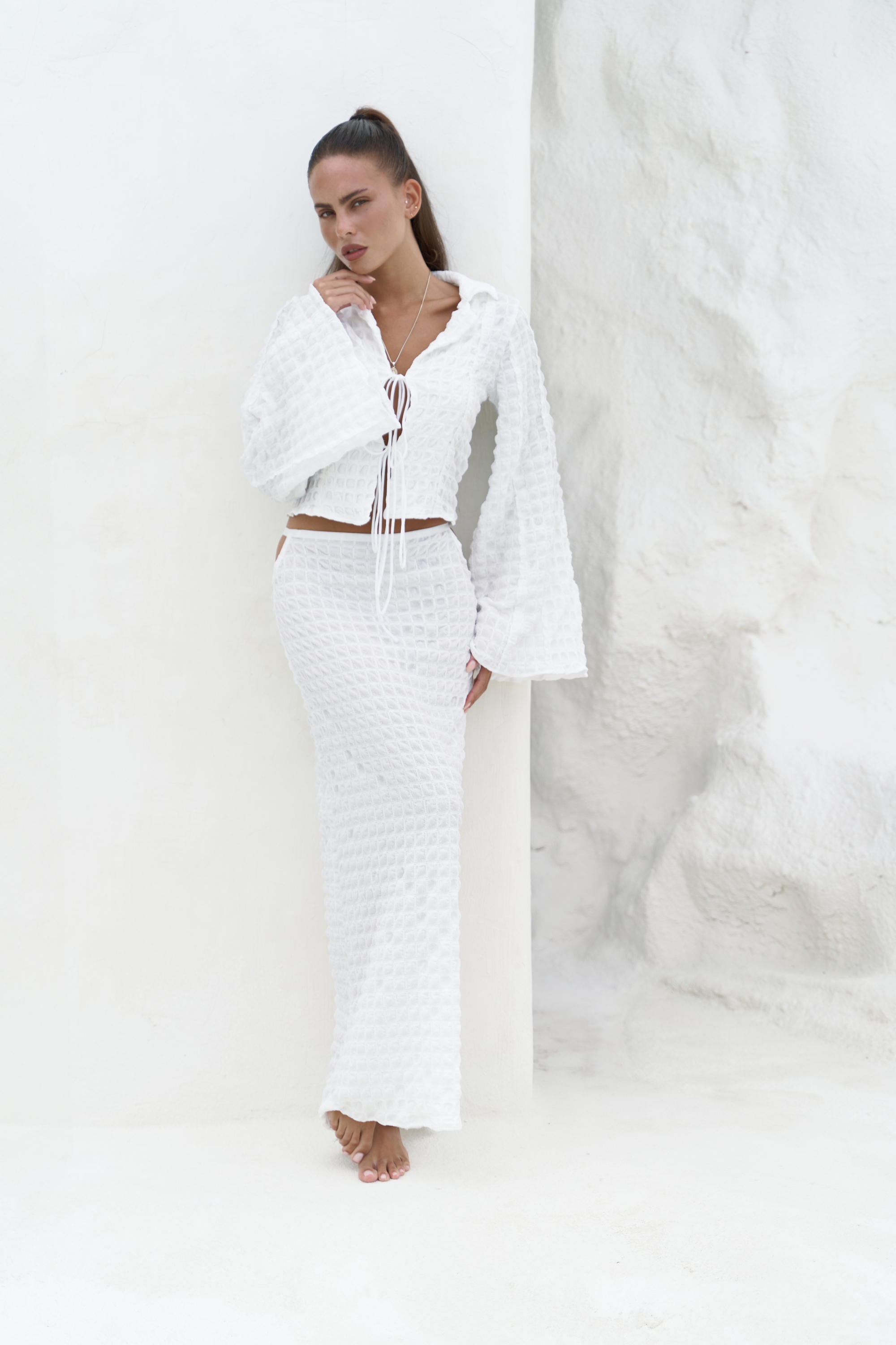 Mai Collection Rania Ekru Gömlek Etek Takım görsel 2