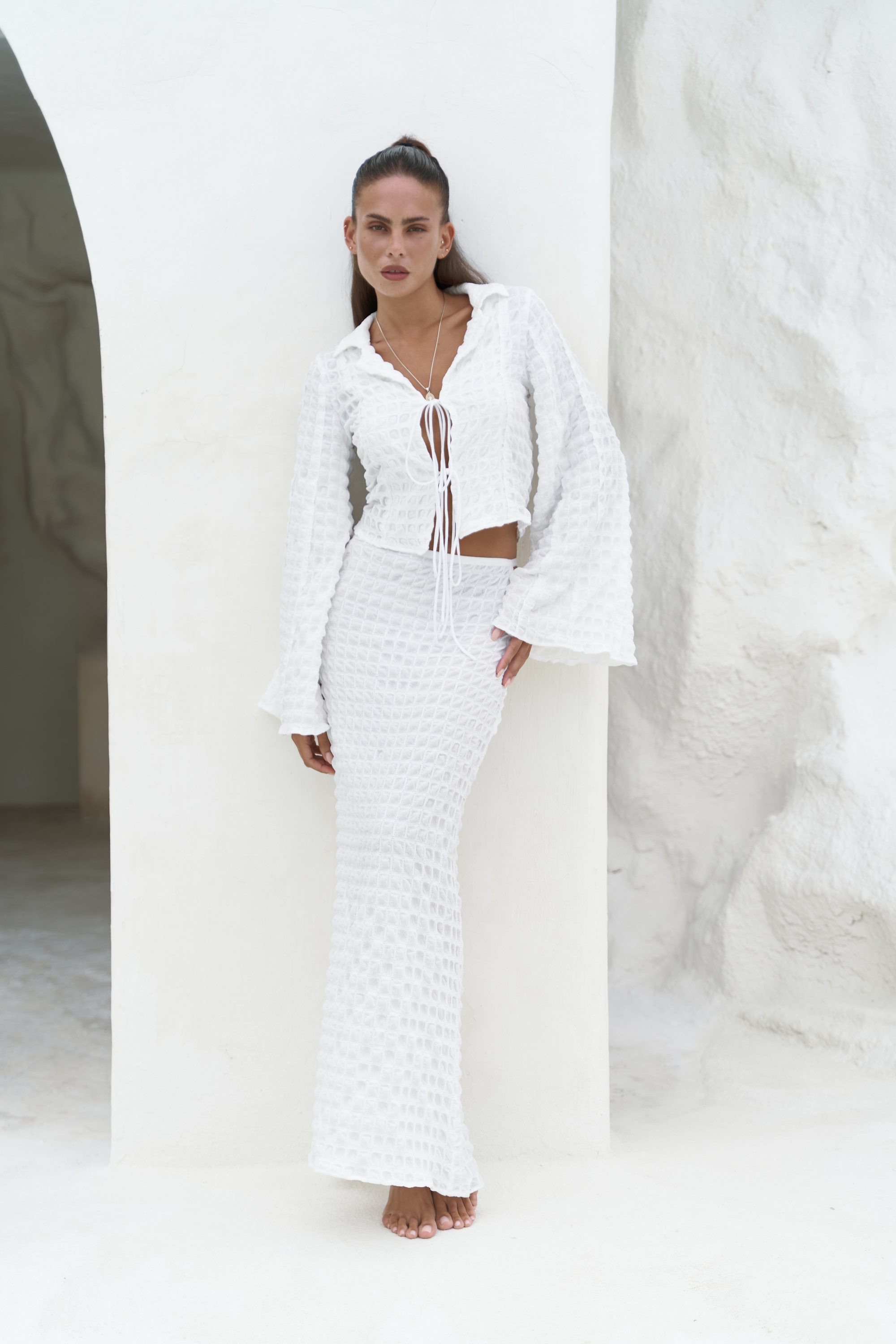 Mai Collection Rania Ekru Gömlek Etek Takım görsel 5