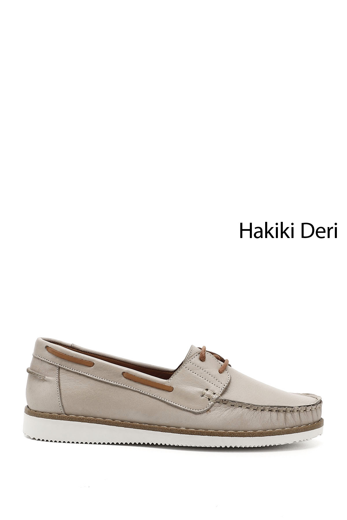 GÖNDERİ(R) Kadın YENİ BEJ Bağcıklı Hakiki Deri Comfort Ayakkabı