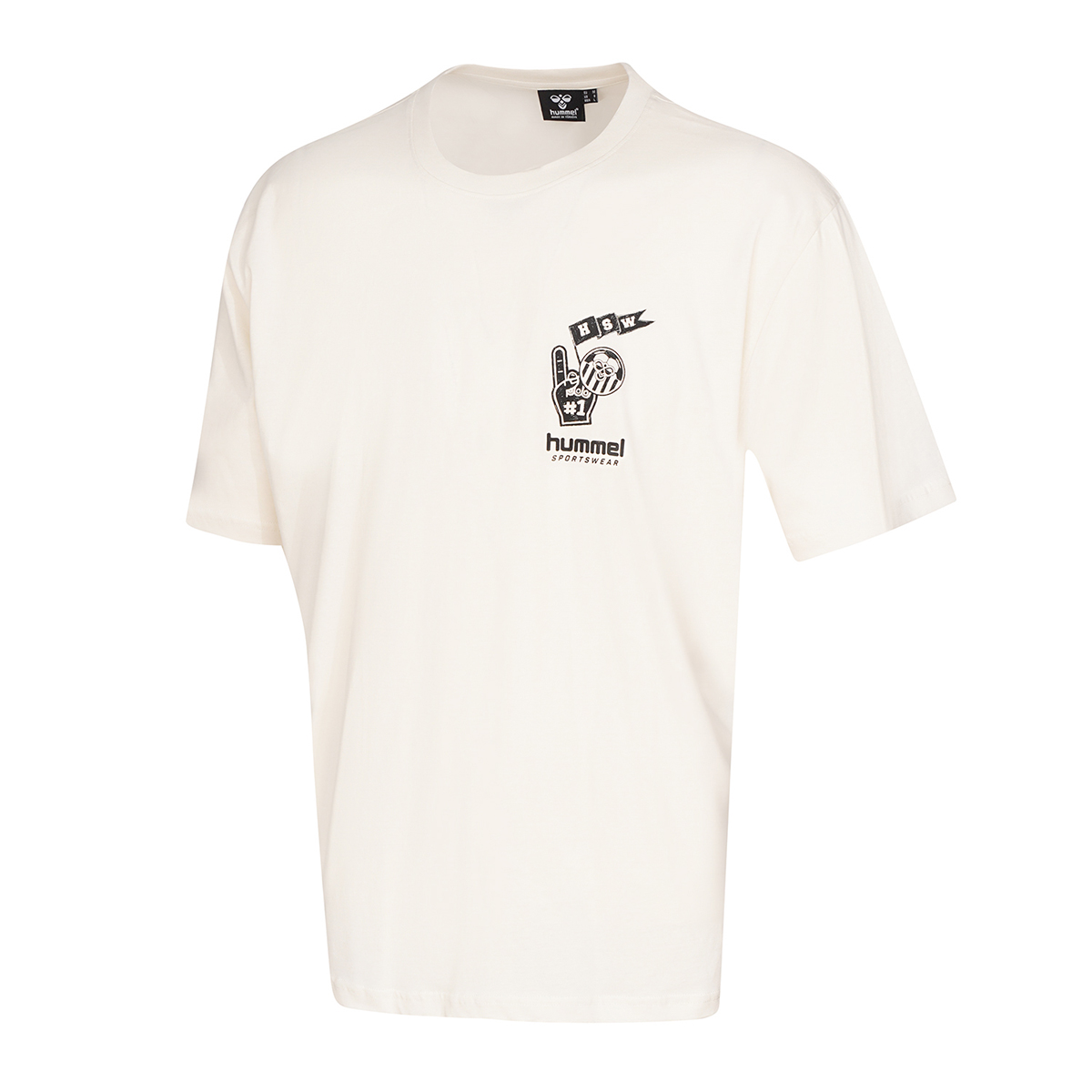 Hummel Tropico Erkek Ekru Yuvarlak Yaka Tişört görsel 2