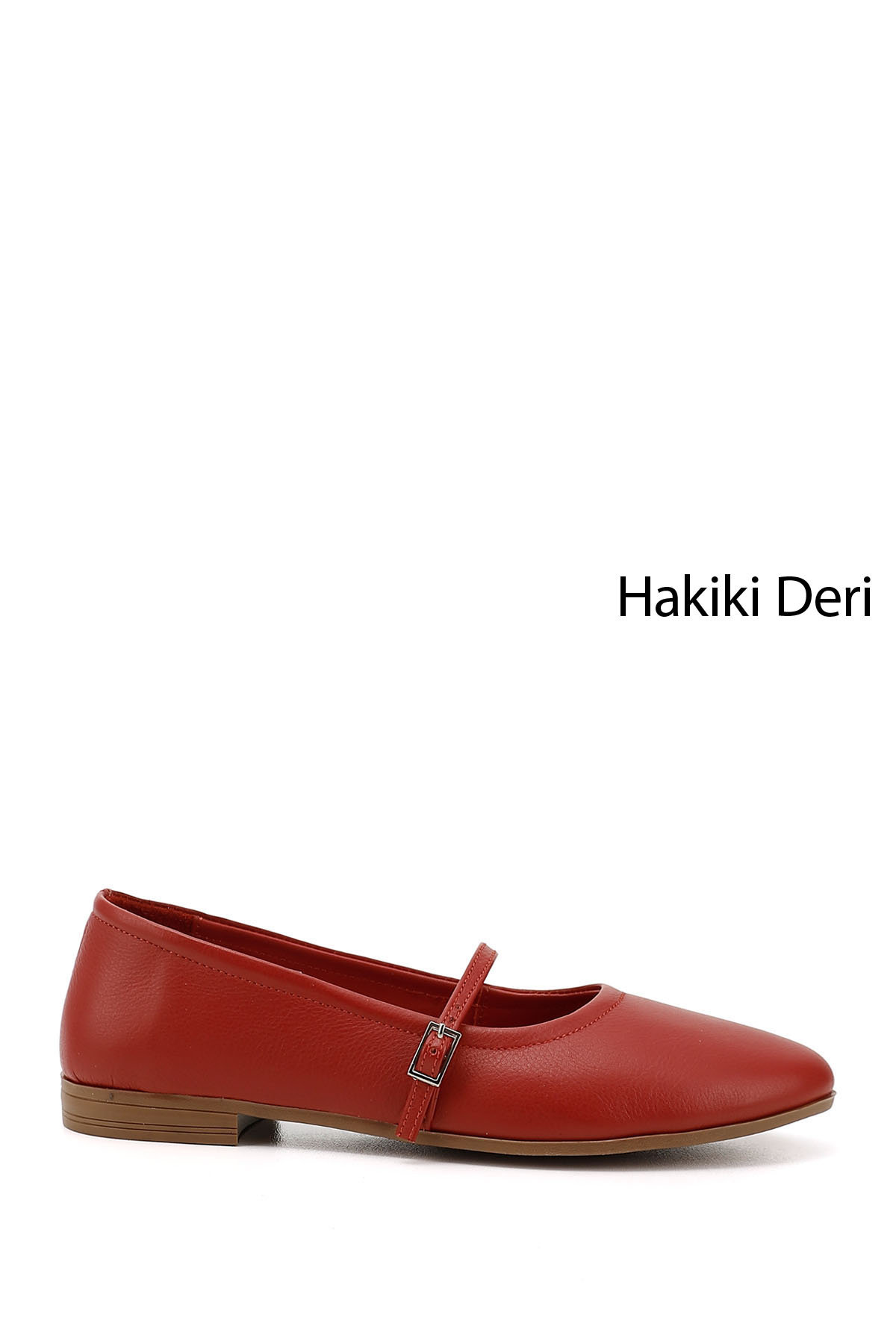 GÖNDERİ(R) Kadın CANLI KIRMIZI Hakiki Deri Babet