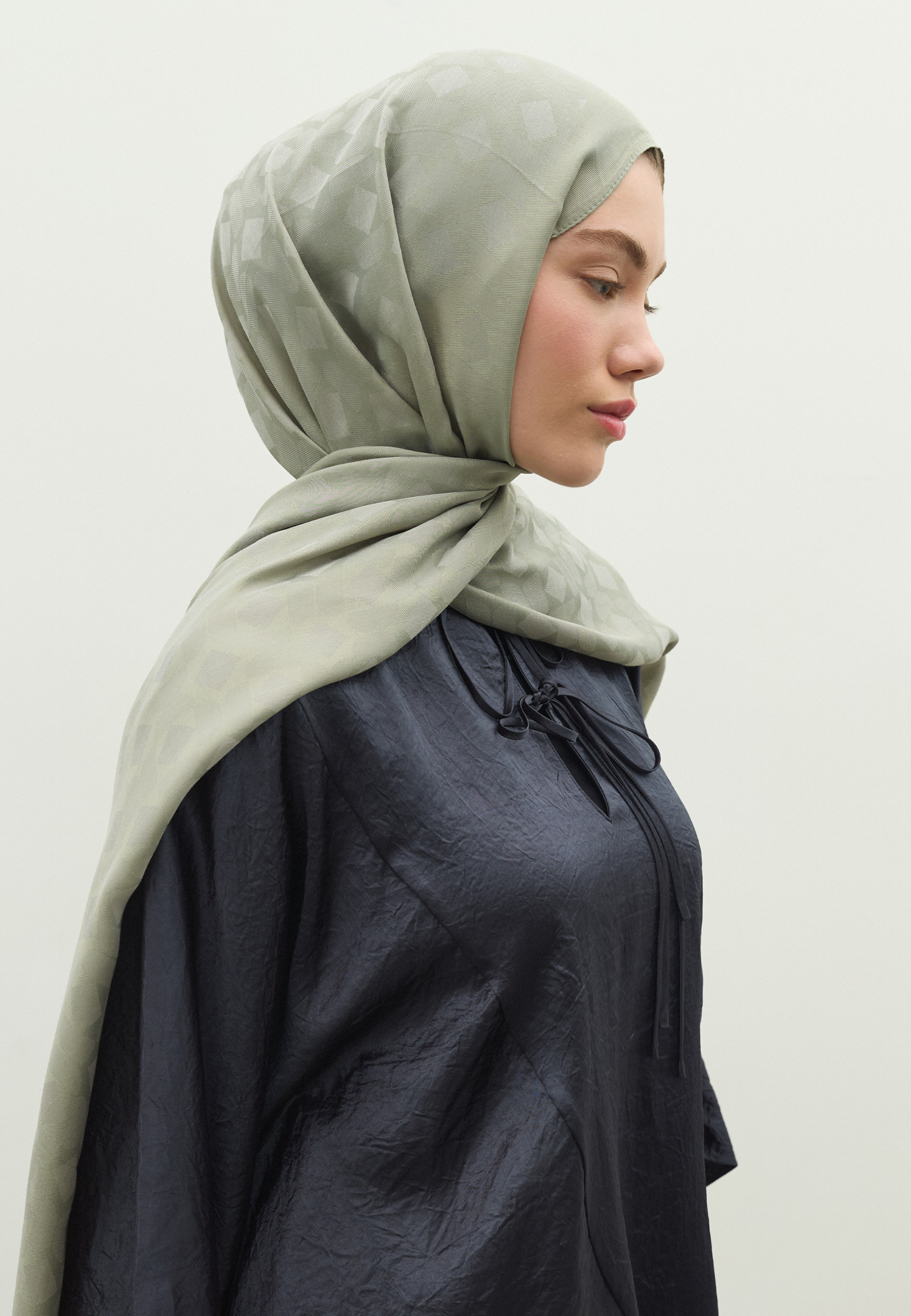 Fresh Scarfs Oslo Pamuk Floş Jakarlı Şal Soğuk Gri