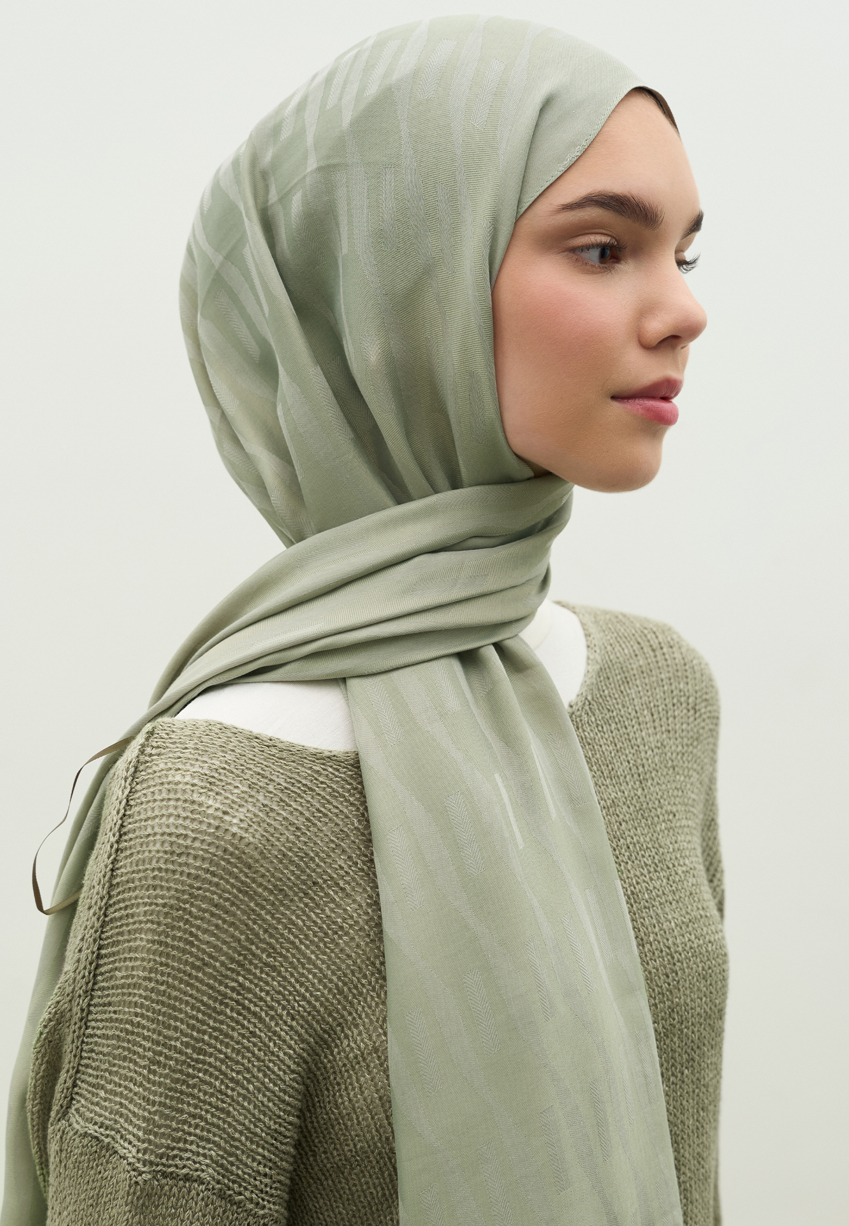 Fresh Scarfs Nara Pamuk Floş Jakarlı Şal Soğuk Gri görsel 2