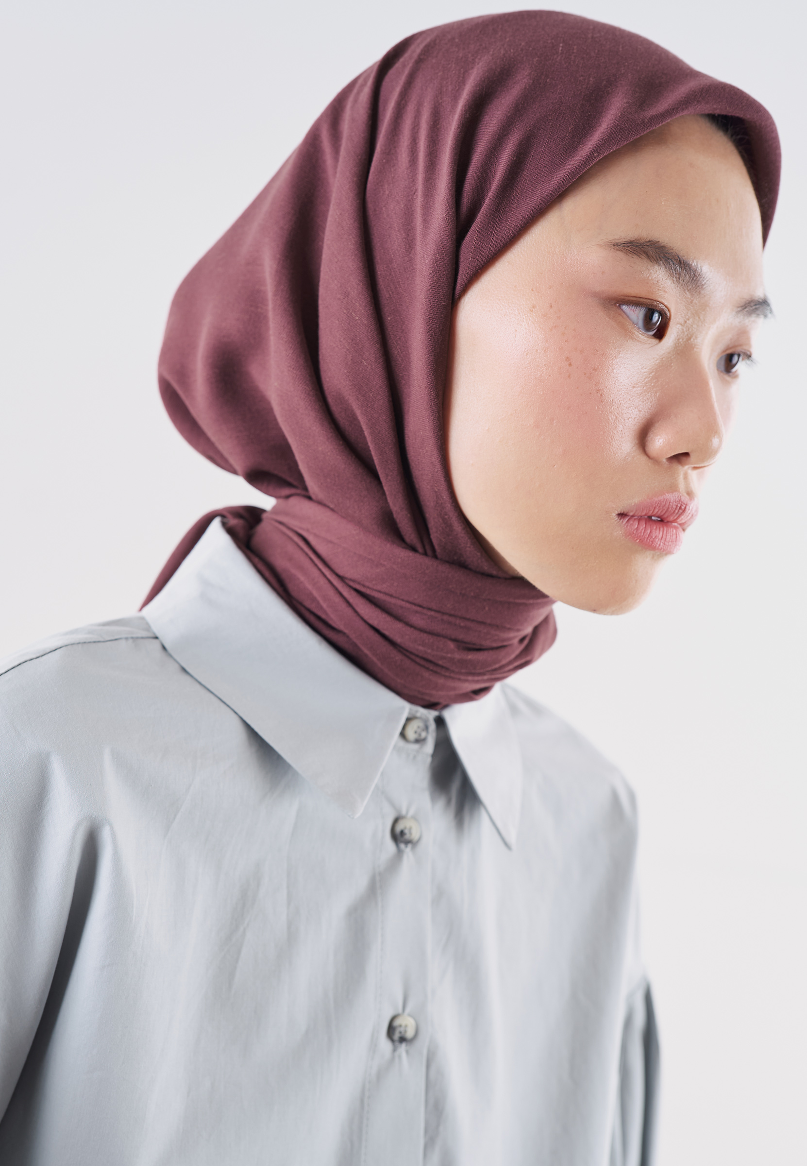 Fresh Scarfs Pamuk Keten Eşarp Kil görsel 4