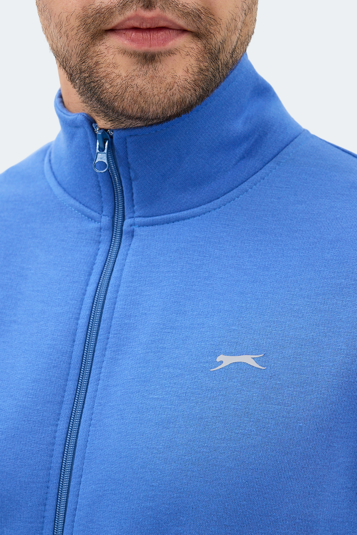 SLAZENGER MENDOZA I Dik Yaka Cepli Indigo Erkek Polar Fermuarlı Sweatshirt Hırka görsel 2