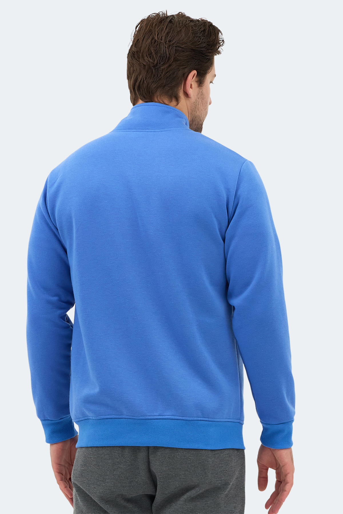 SLAZENGER MENDOZA I Dik Yaka Cepli Indigo Erkek Polar Fermuarlı Sweatshirt Hırka görsel 3