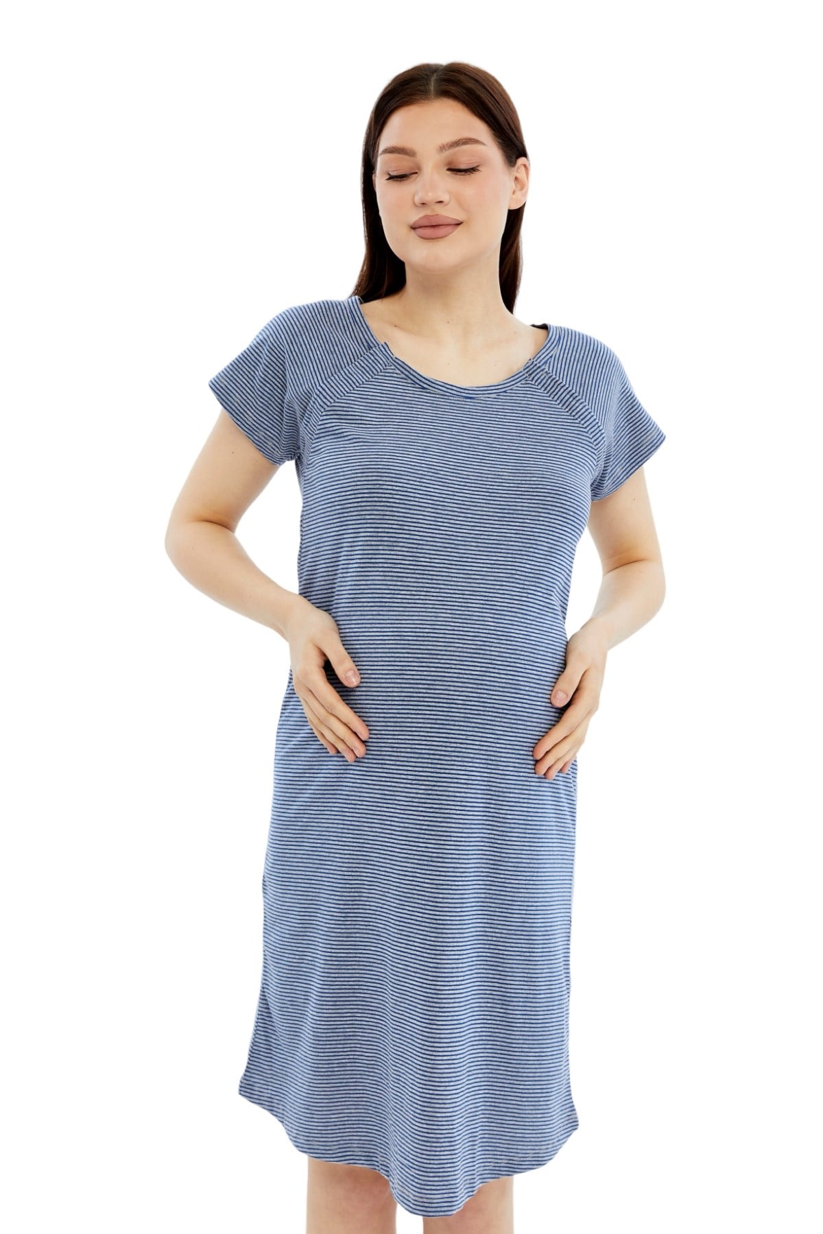 Luvmabelly Yandan Çıt Çıtlı Kadın Hamile Geceliği görsel 2