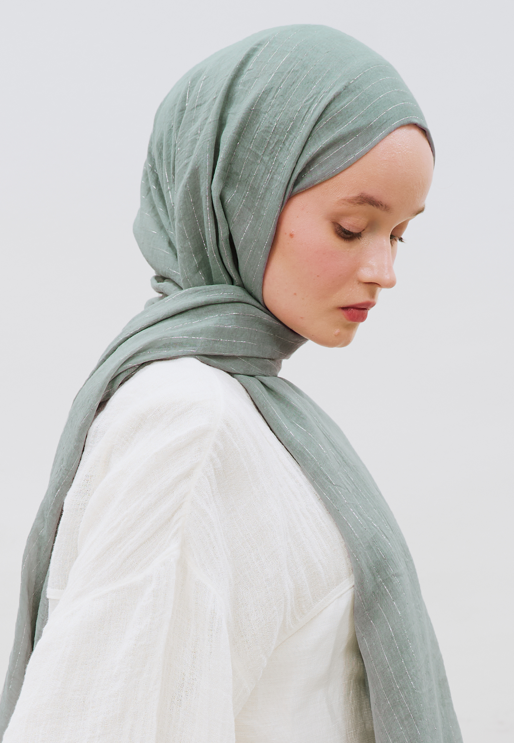 Fresh Scarfs Işıltılı Vual Şal Soft Mavi görsel 3