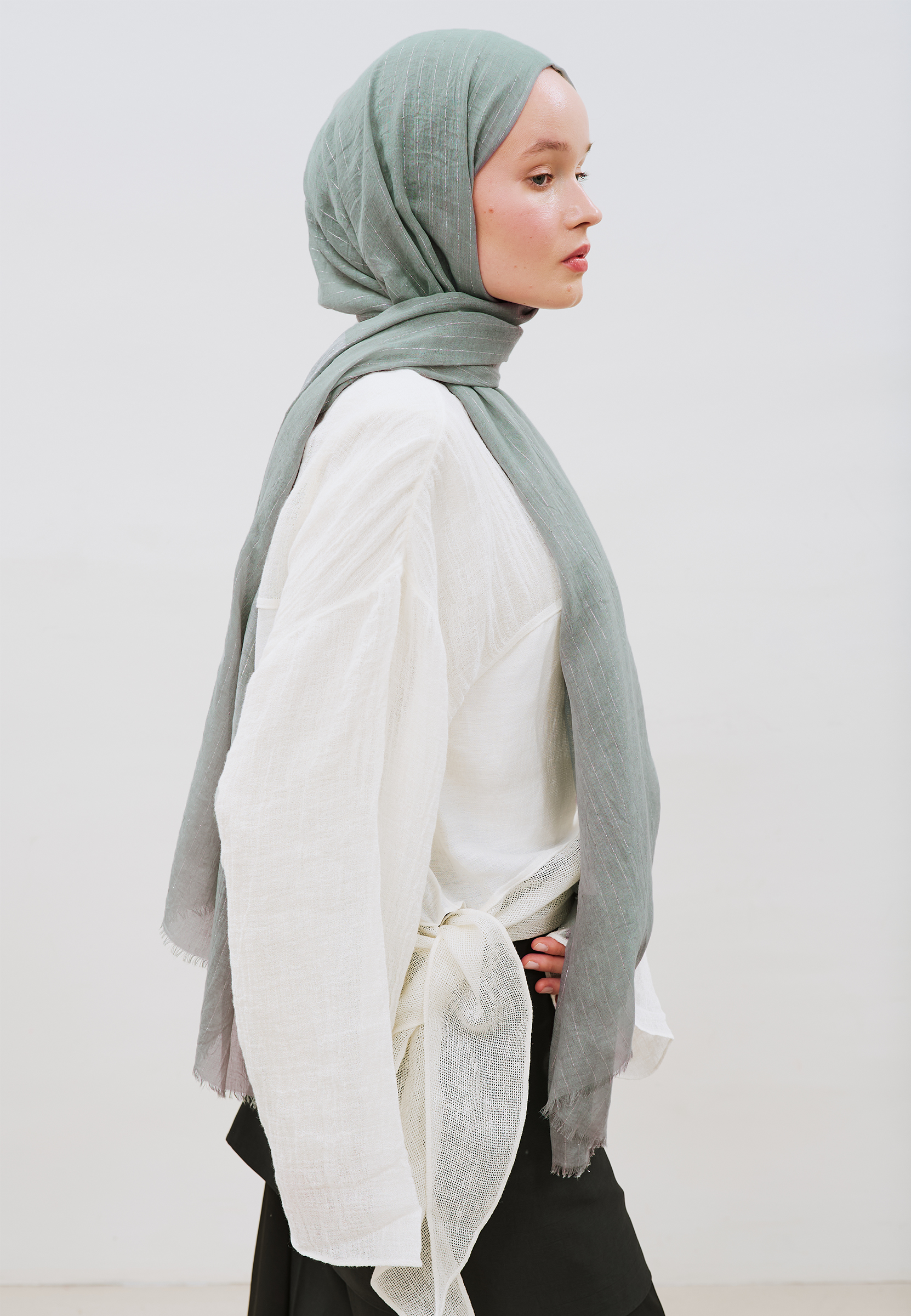 Fresh Scarfs Işıltılı Vual Şal Soft Mavi görsel 5