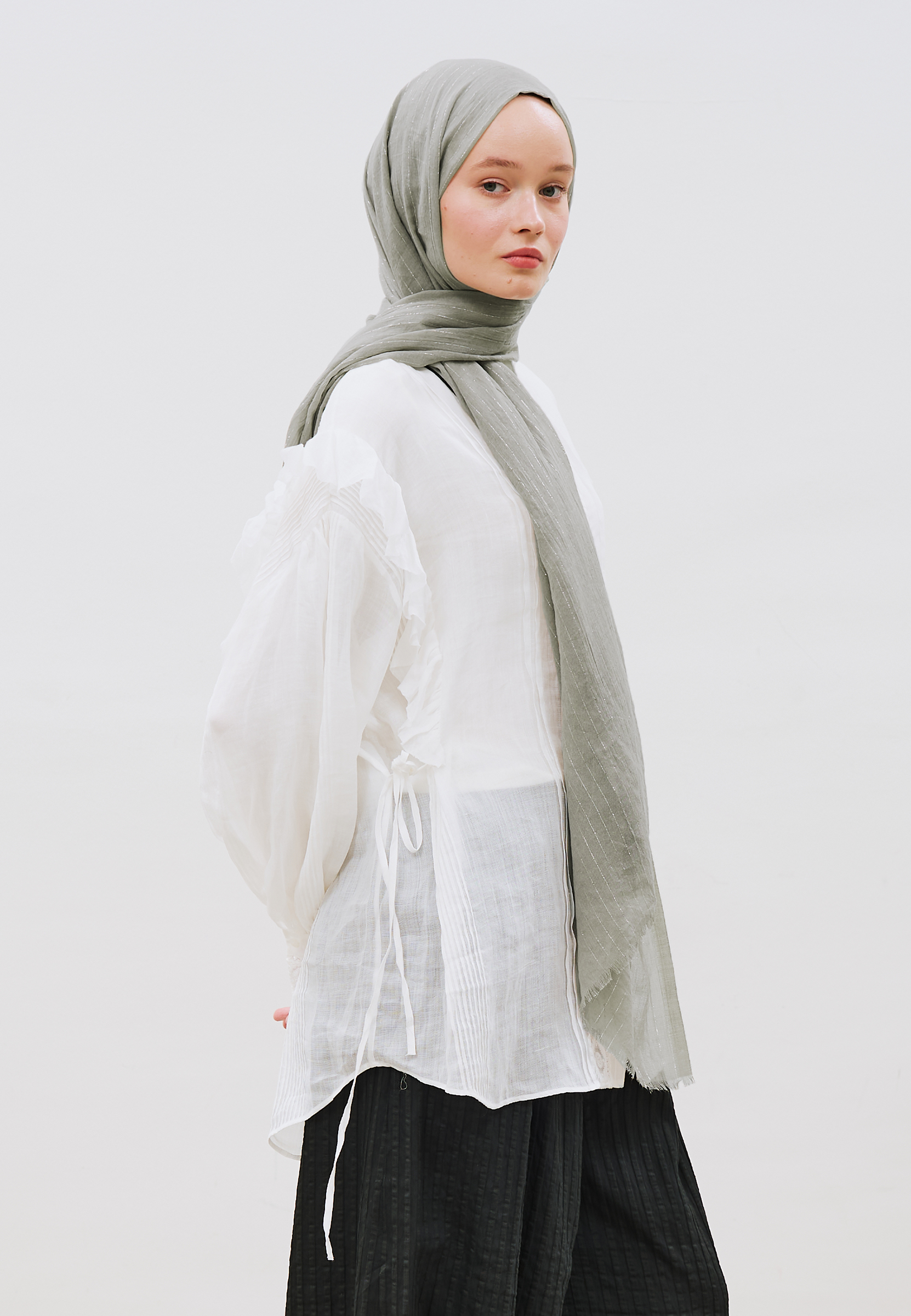 Fresh Scarfs Işıltılı Vual Şal Gümüş görsel 2