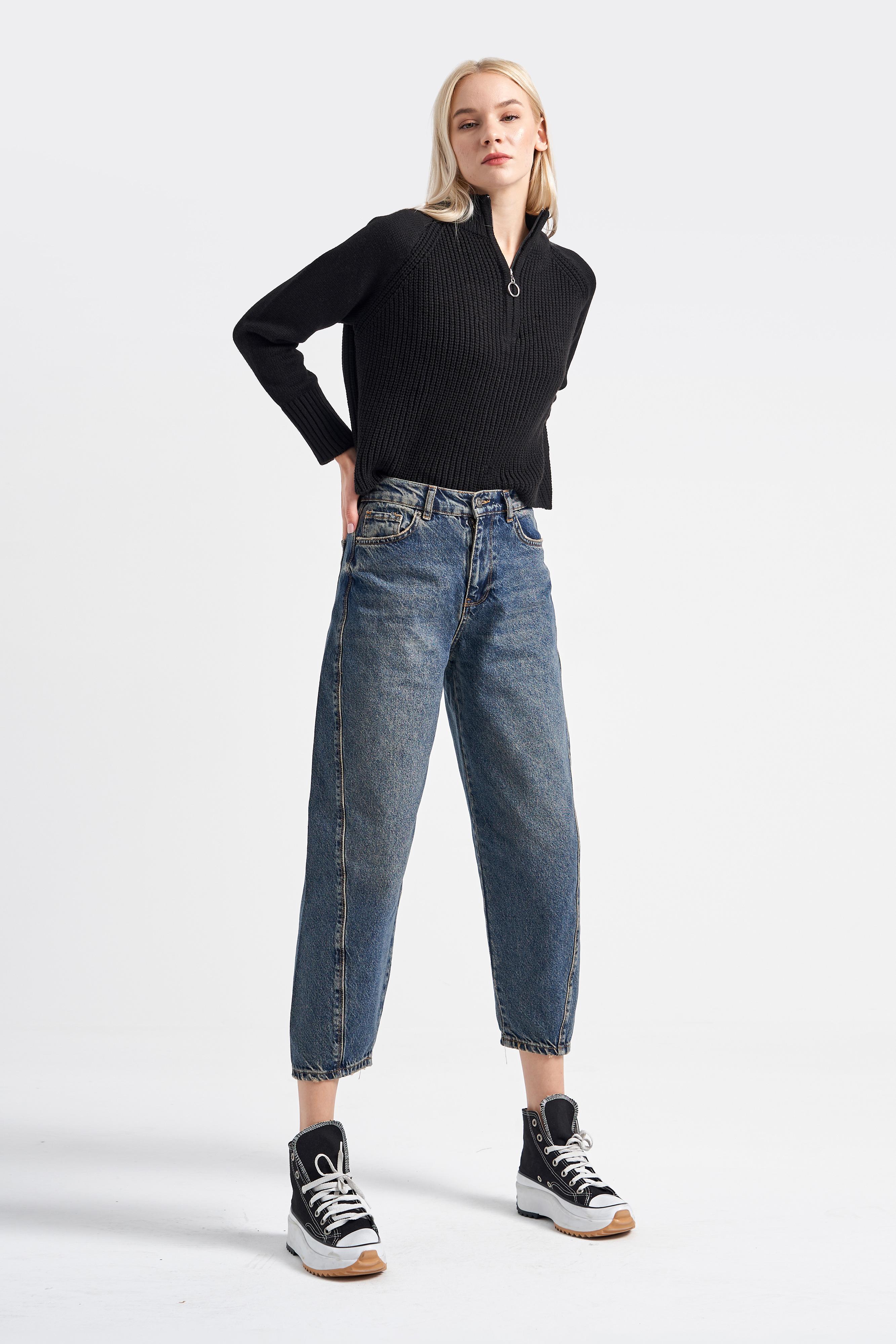 It's Basic Kadın Tint Renk Carrot Fit Bol Kesim Denim görsel 2