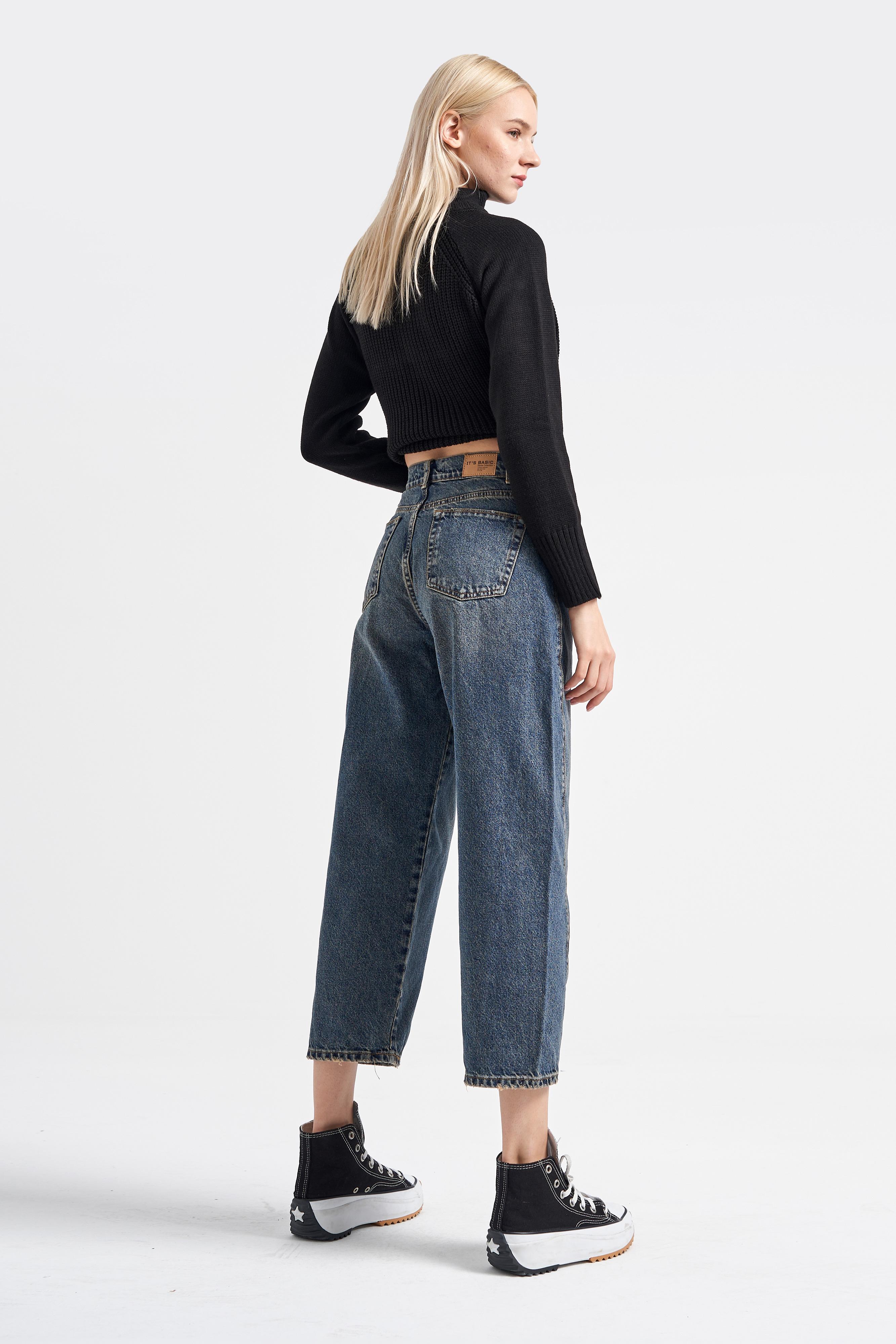 It's Basic Kadın Tint Renk Carrot Fit Bol Kesim Denim görsel 3