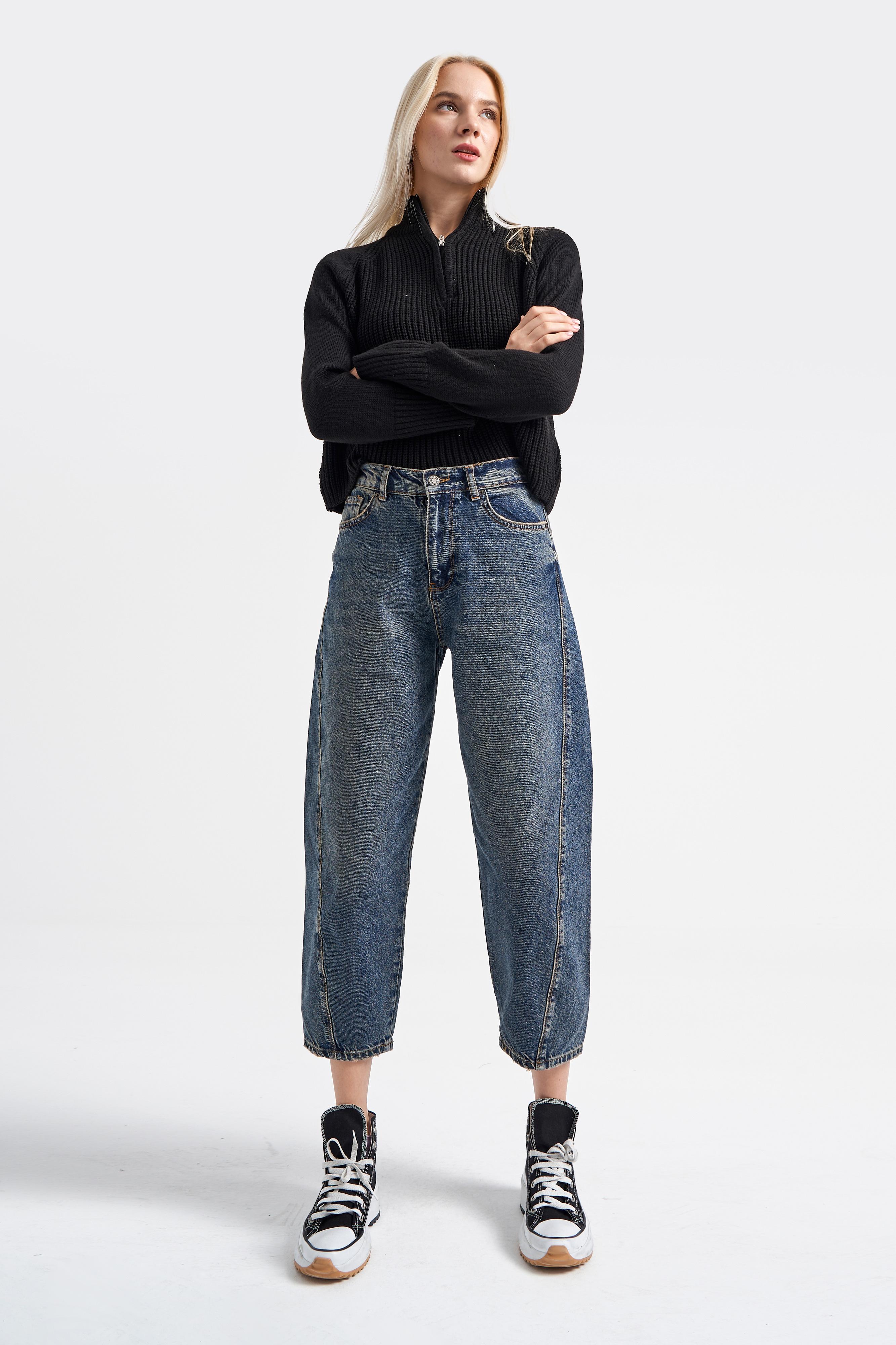 It's Basic Kadın Tint Renk Carrot Fit Bol Kesim Denim görsel 5