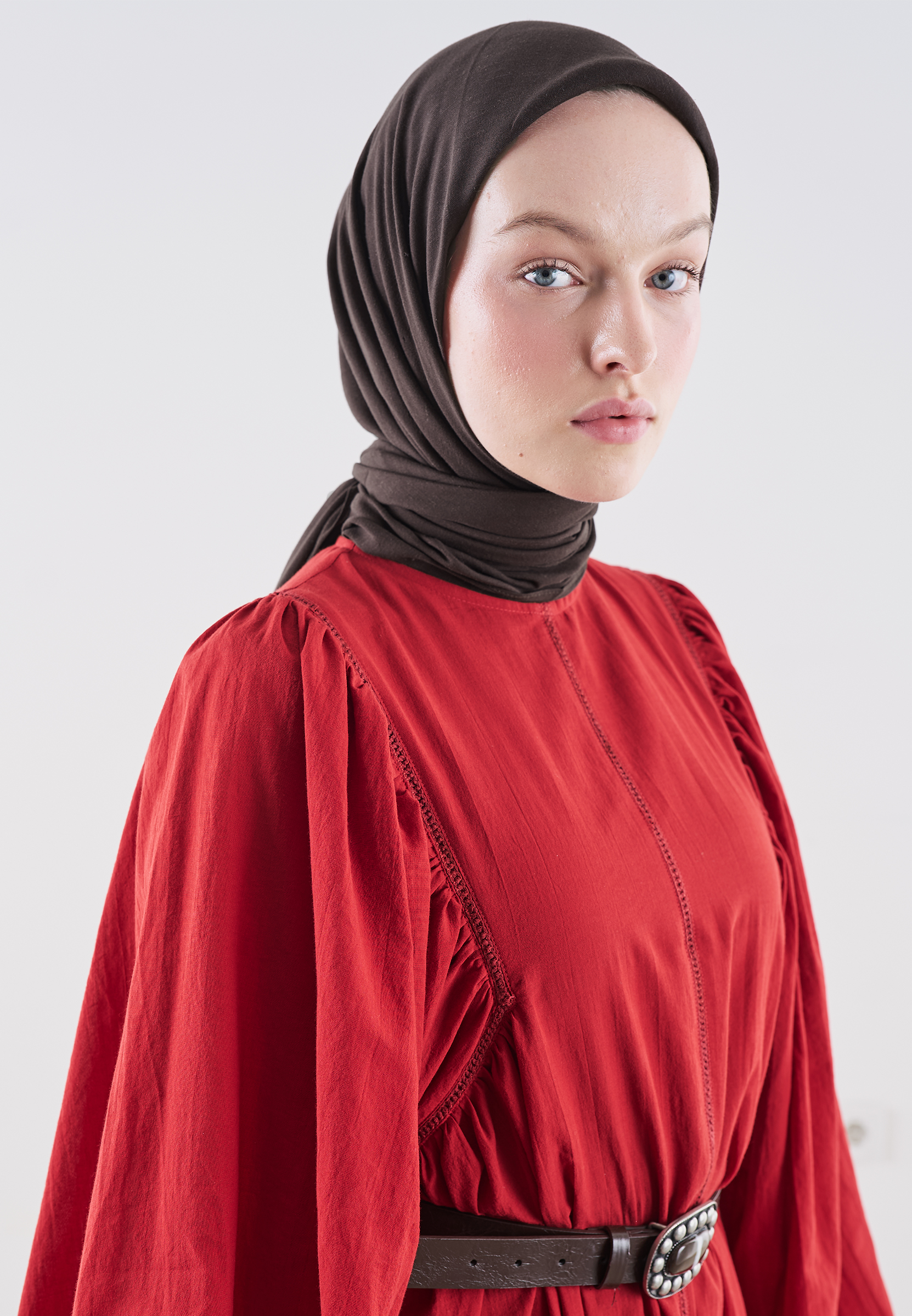 Fresh Scarfs Pamuk Keten Eşarp Acı Patlıcan