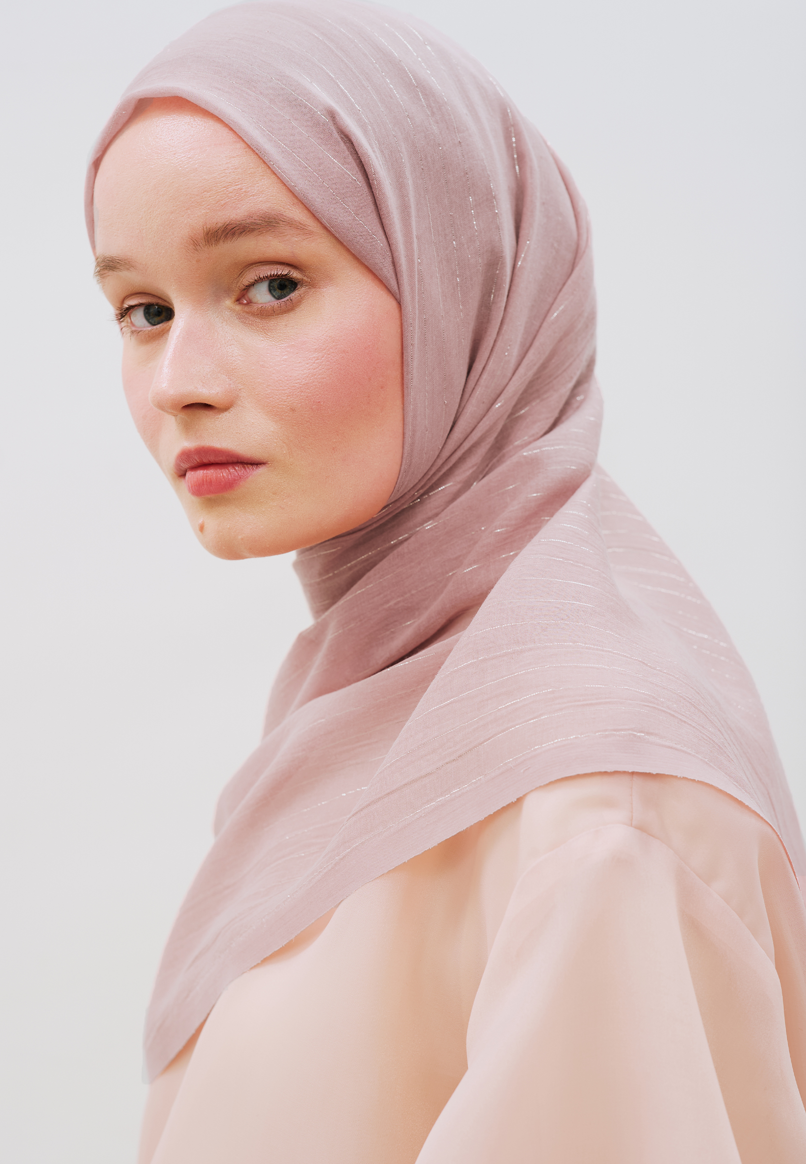 Fresh Scarfs Işıltılı Vual Şal Pudra görsel 3