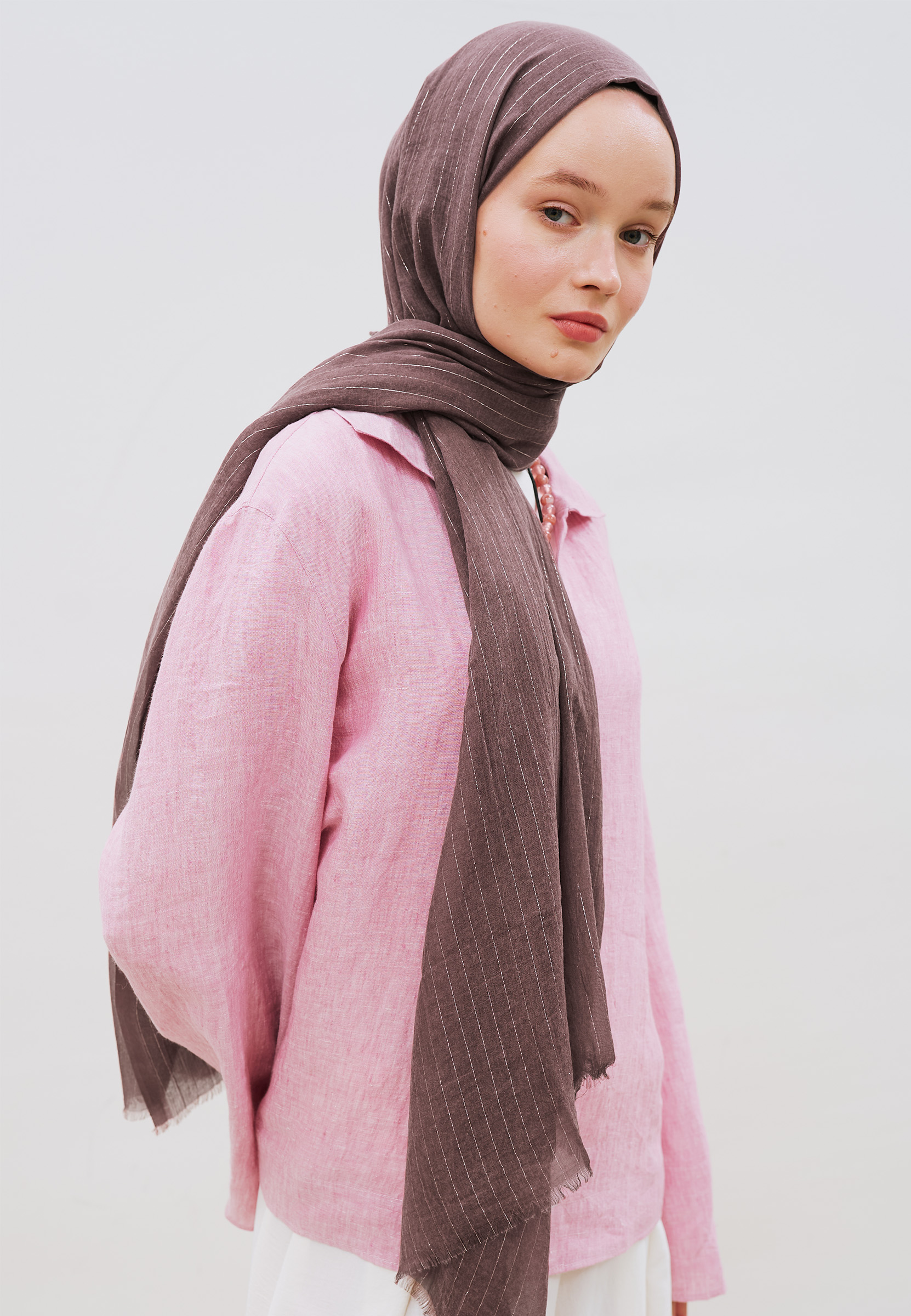 Fresh Scarfs Işıltılı Vual Şal Mürdüm