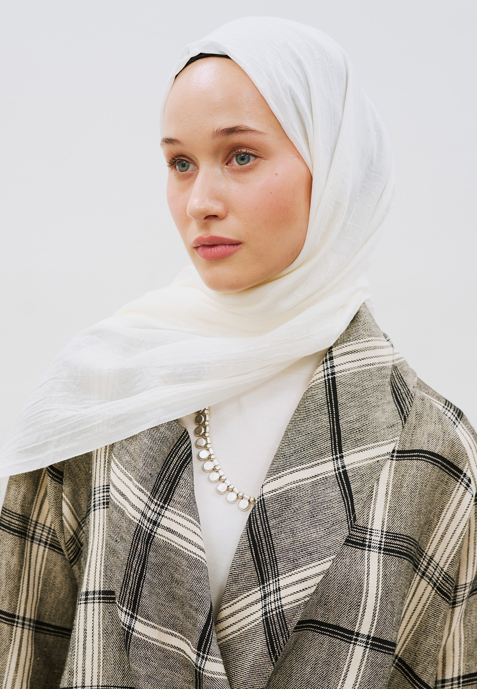 Fresh Scarfs Işıltılı Vual Şal Ekru