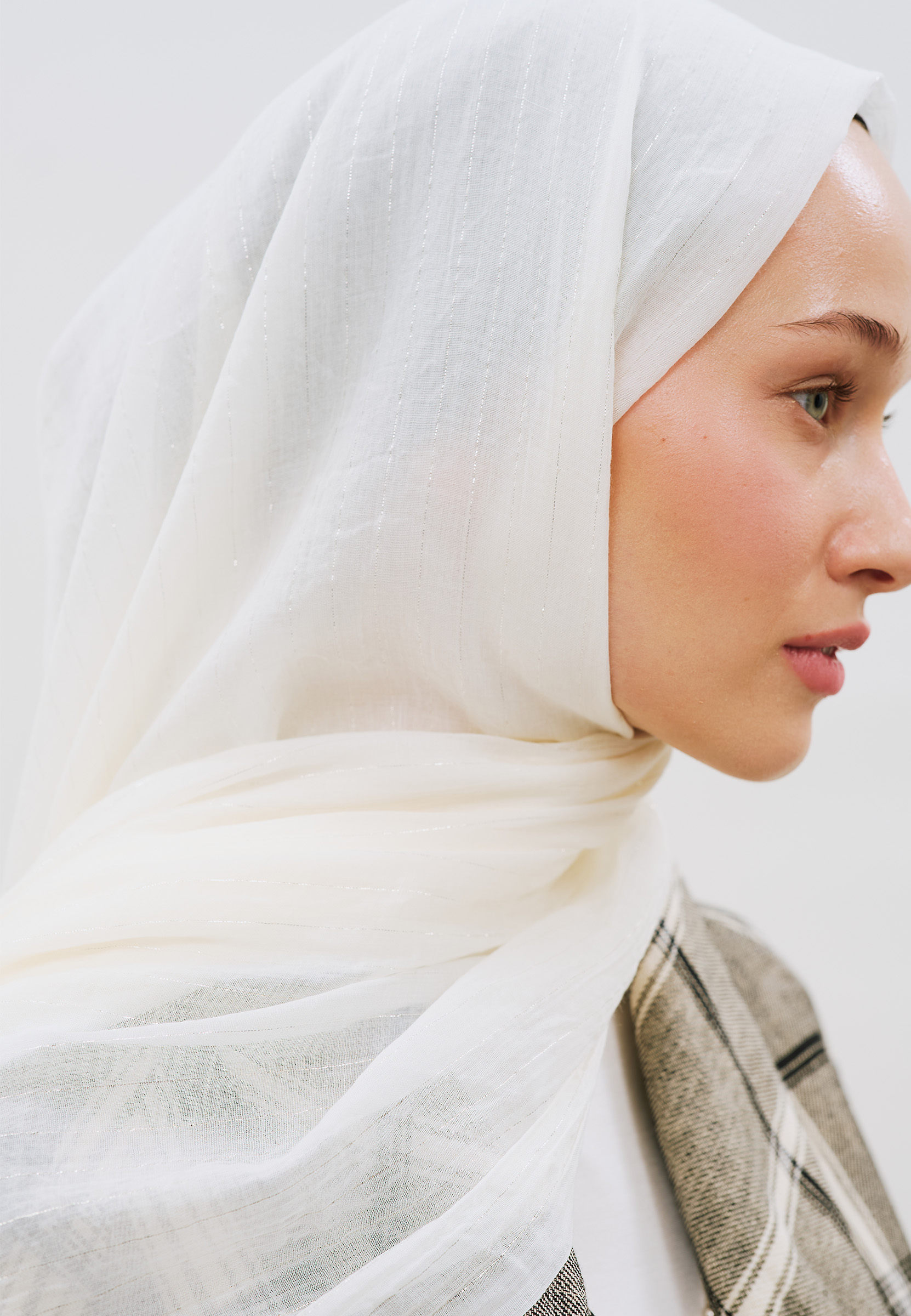 Fresh Scarfs Işıltılı Vual Şal Ekru görsel 3