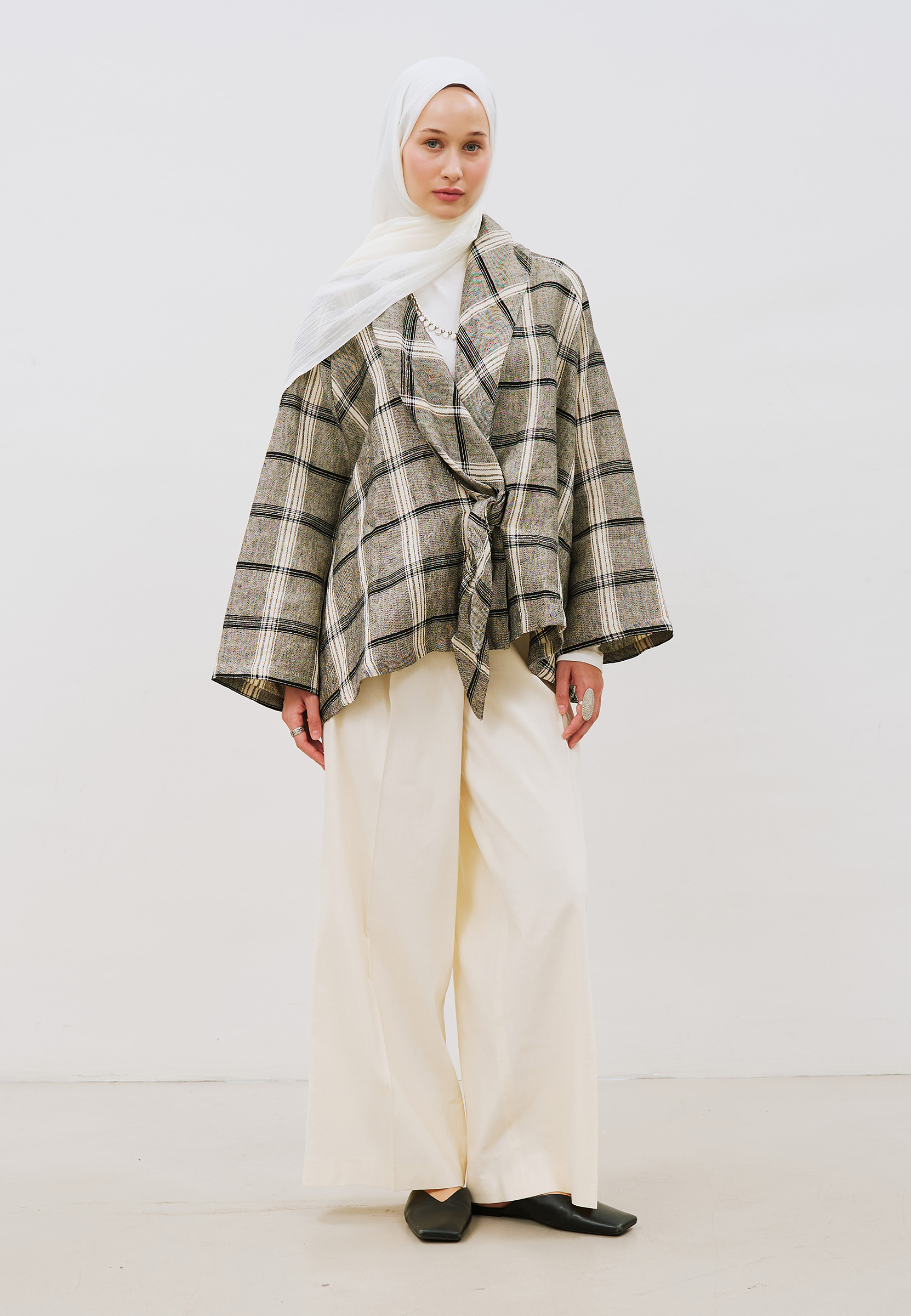 Fresh Scarfs Işıltılı Vual Şal Ekru görsel 4