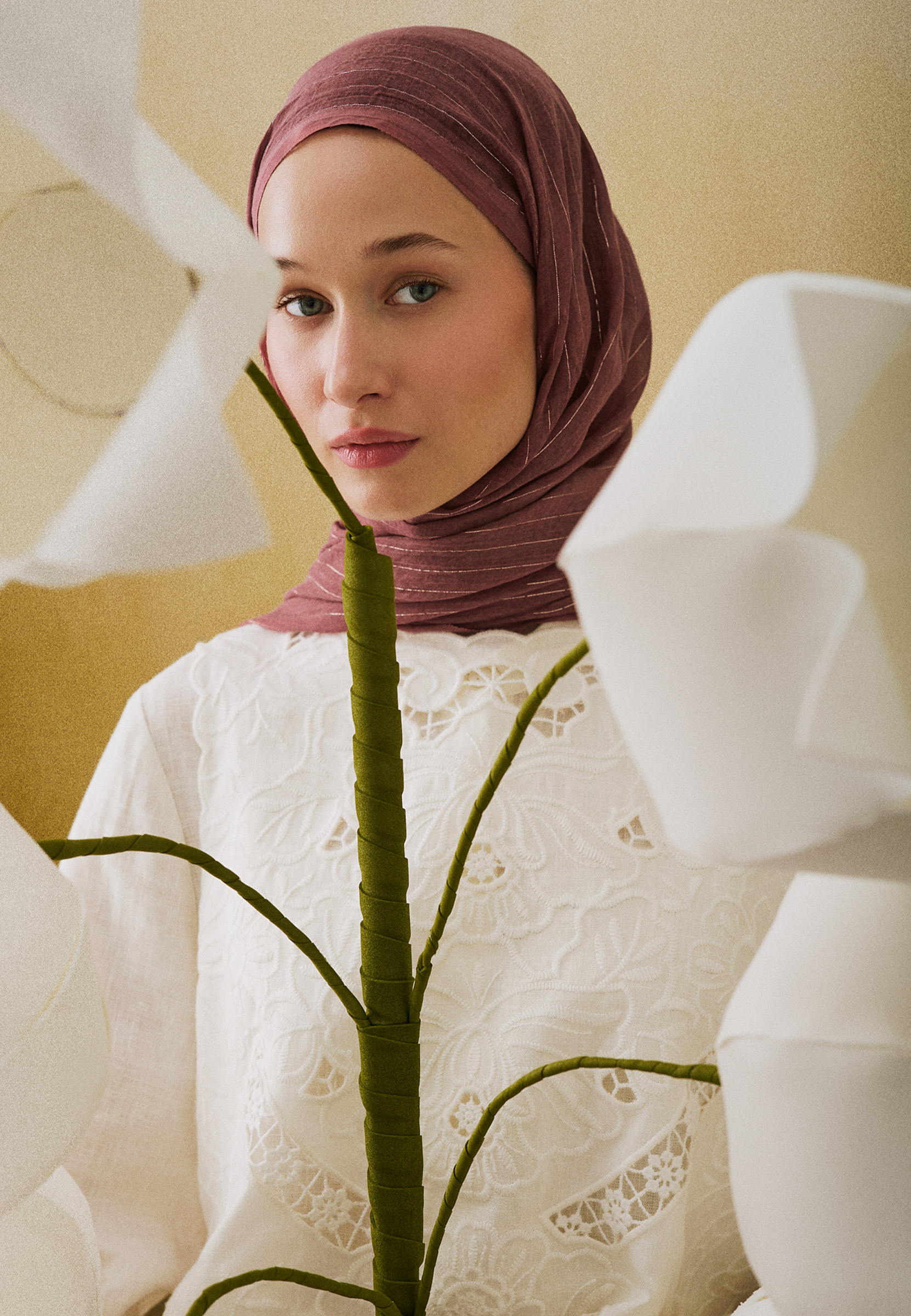 Fresh Scarfs Işıltılı Vual Şal Gülkurusu görsel 2