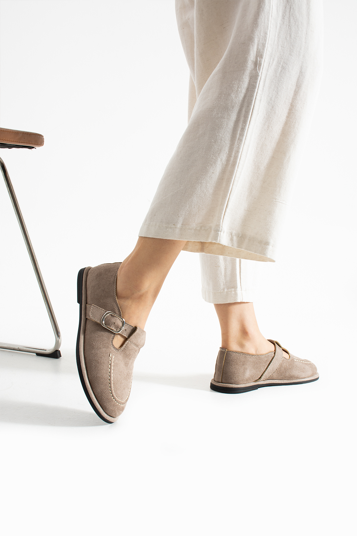 DUXAL SHOES Arabella Kadın Süet Toka Detaylı Günlük Loafer Ayakkabı görsel 4