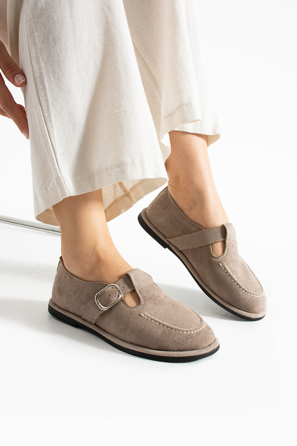 DUXAL SHOES Arabella Kadın Süet Toka Detaylı Günlük Loafer Ayakkabı görsel 5