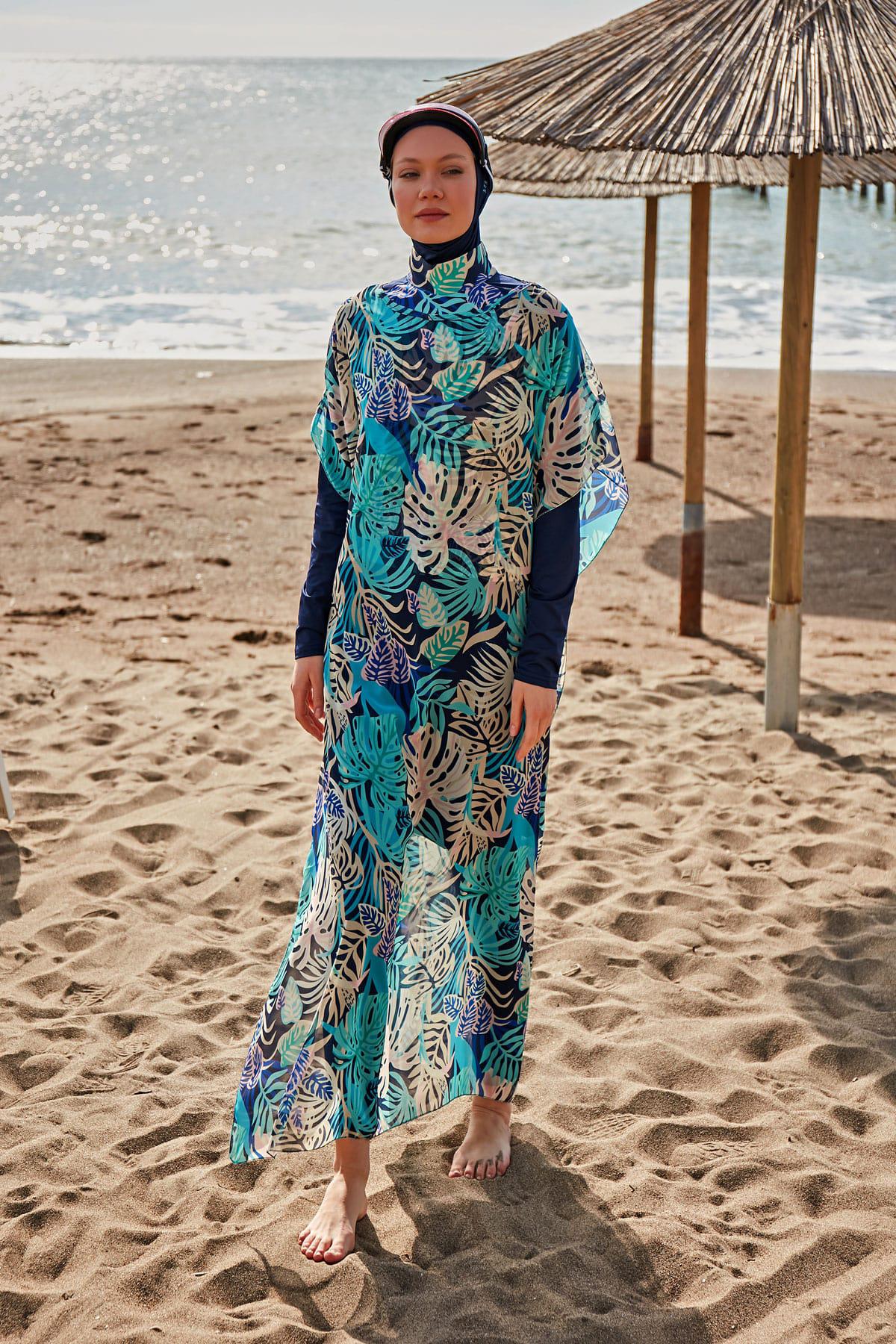 Marina Çiçekli Renkli Pareo Kaftan P2418