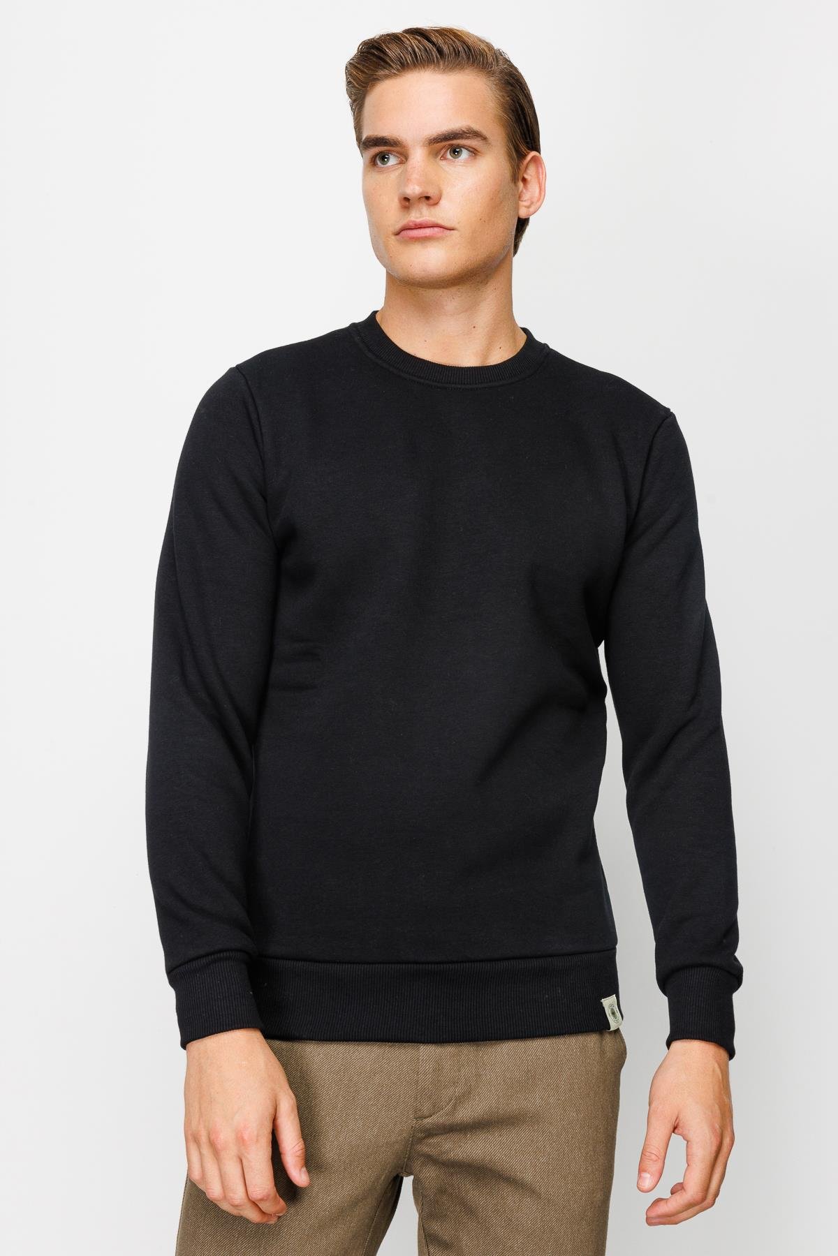 igs Erkek Siyah Bisiklet Yaka Sweatshirt