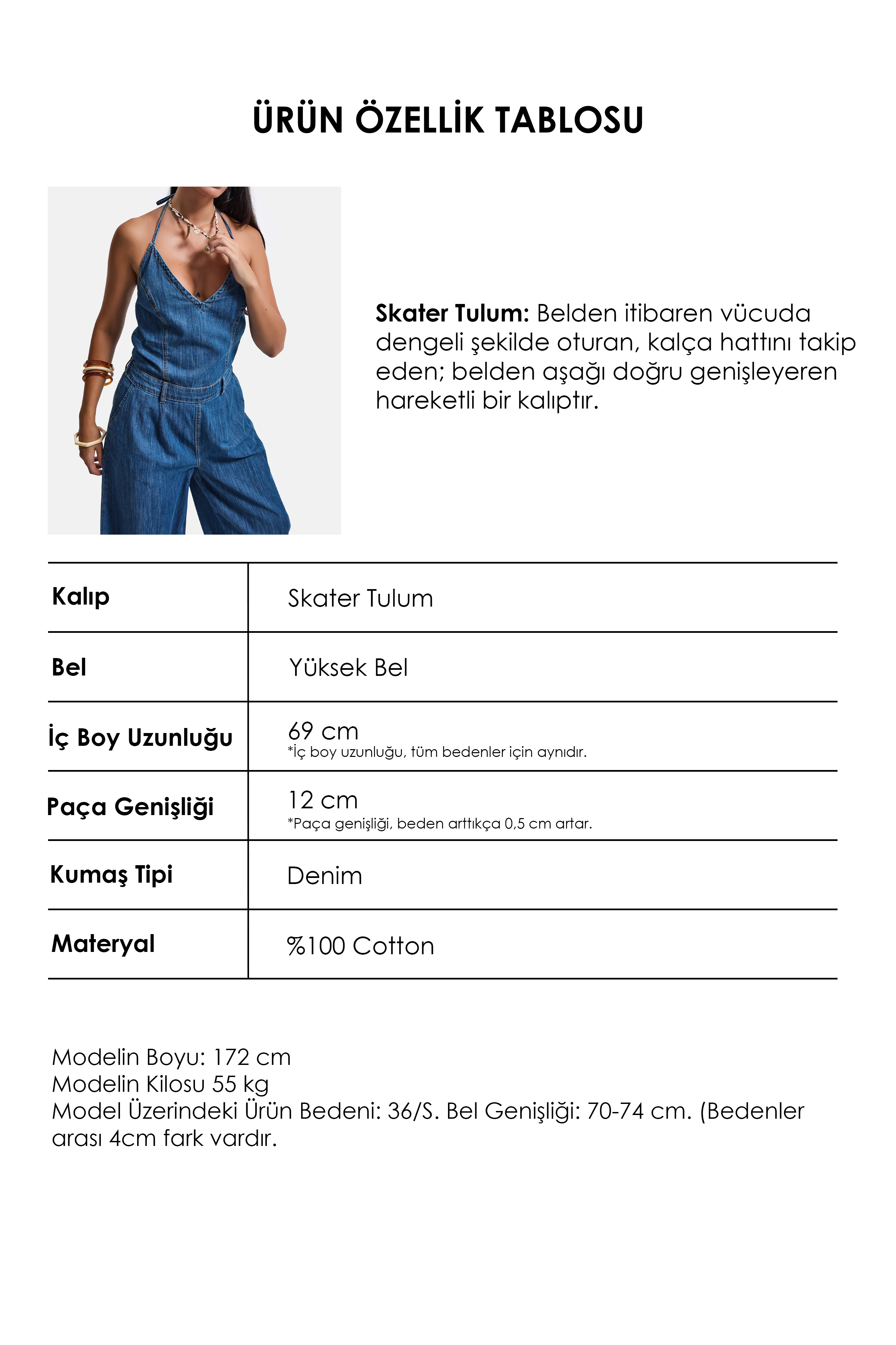 It's Basic Kadın Mavi 1s6-4 Özel Tasarım Bol Kesim Askılı Slopet Tulum görsel 3