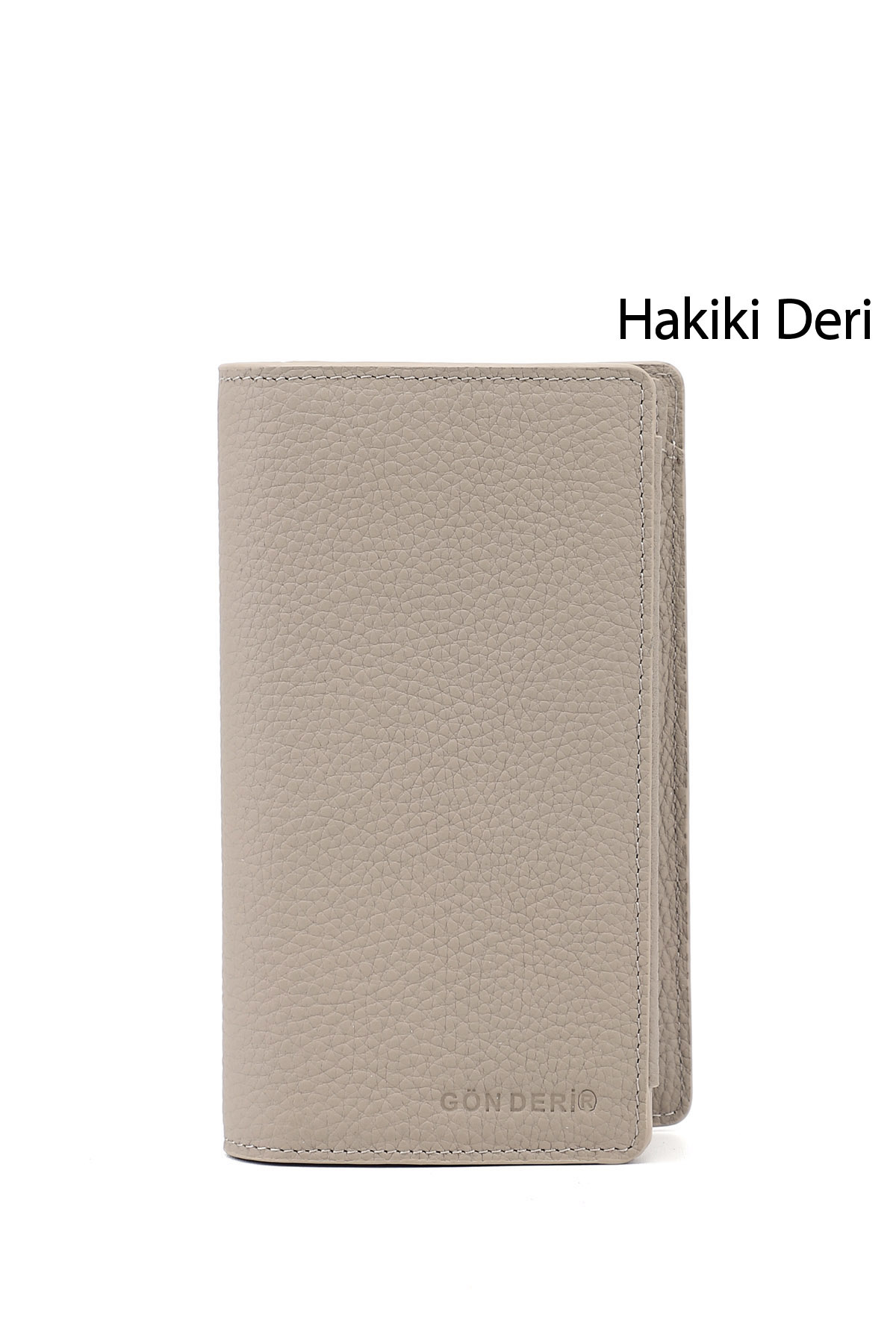 GÖNDERİ(R) Unisex BEJ-VİZON Hakiki Deri Dikey Cüzdan